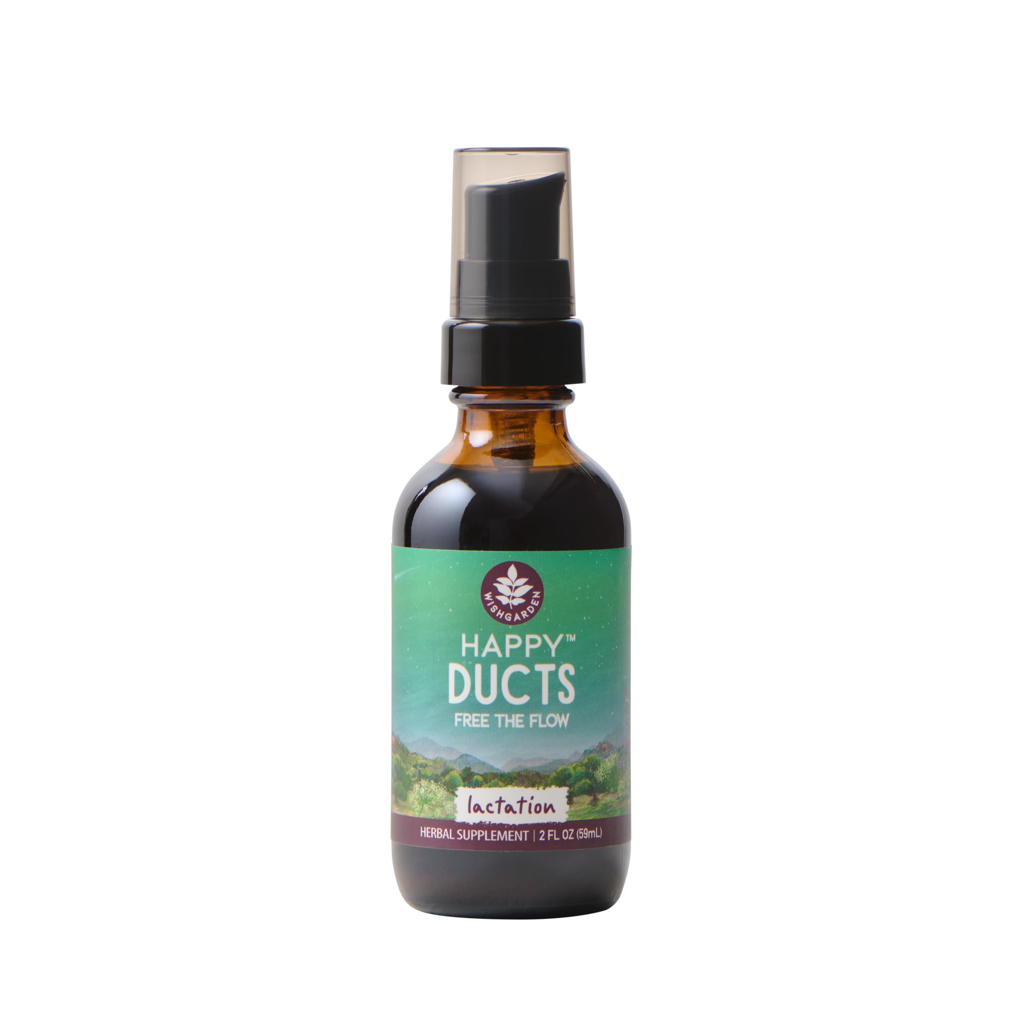 WishGarden Happy Ducts Lactation Support bottle with 2oz label