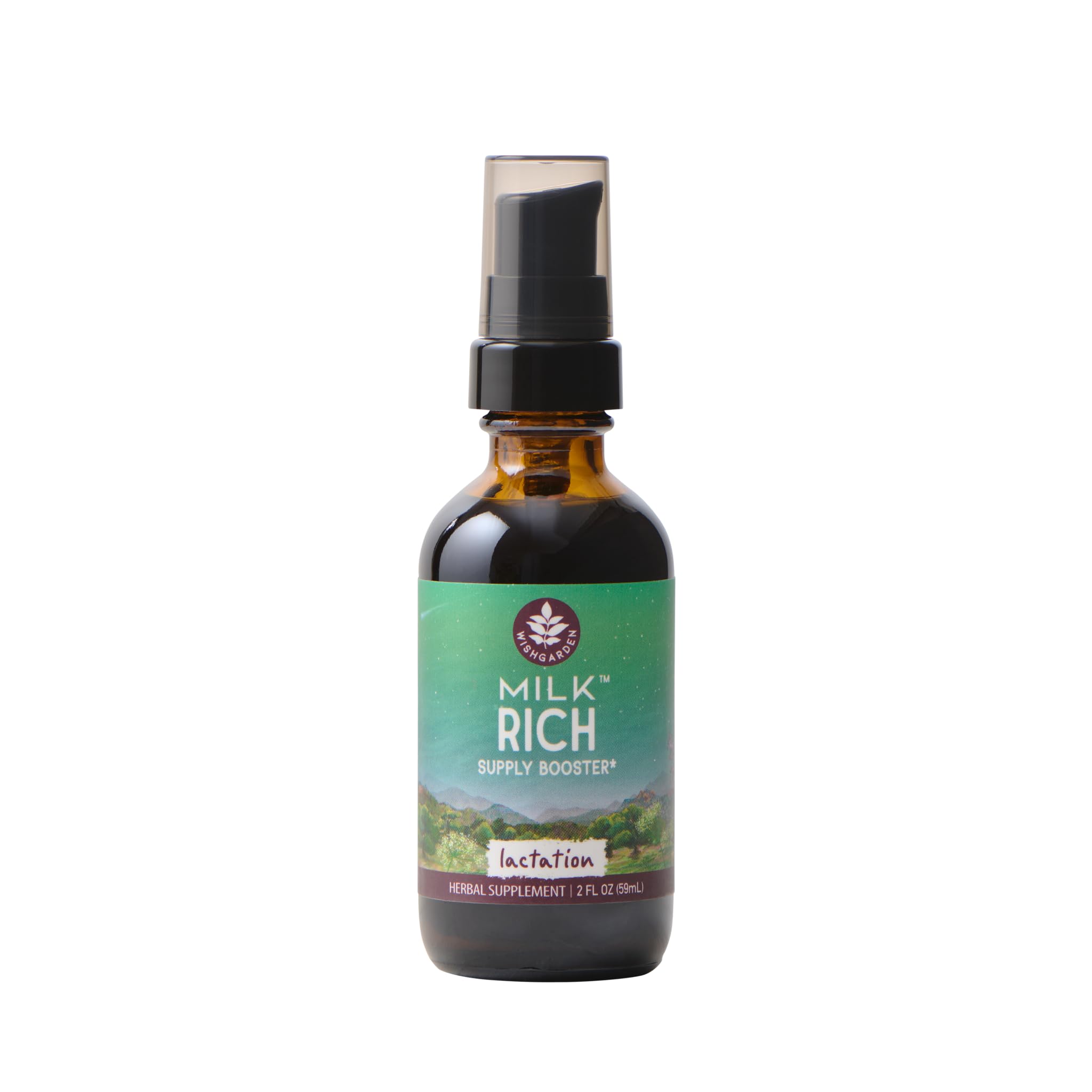 WishGarden Milk Rich tincture bottle labeled Goats Rue and Fenugreek