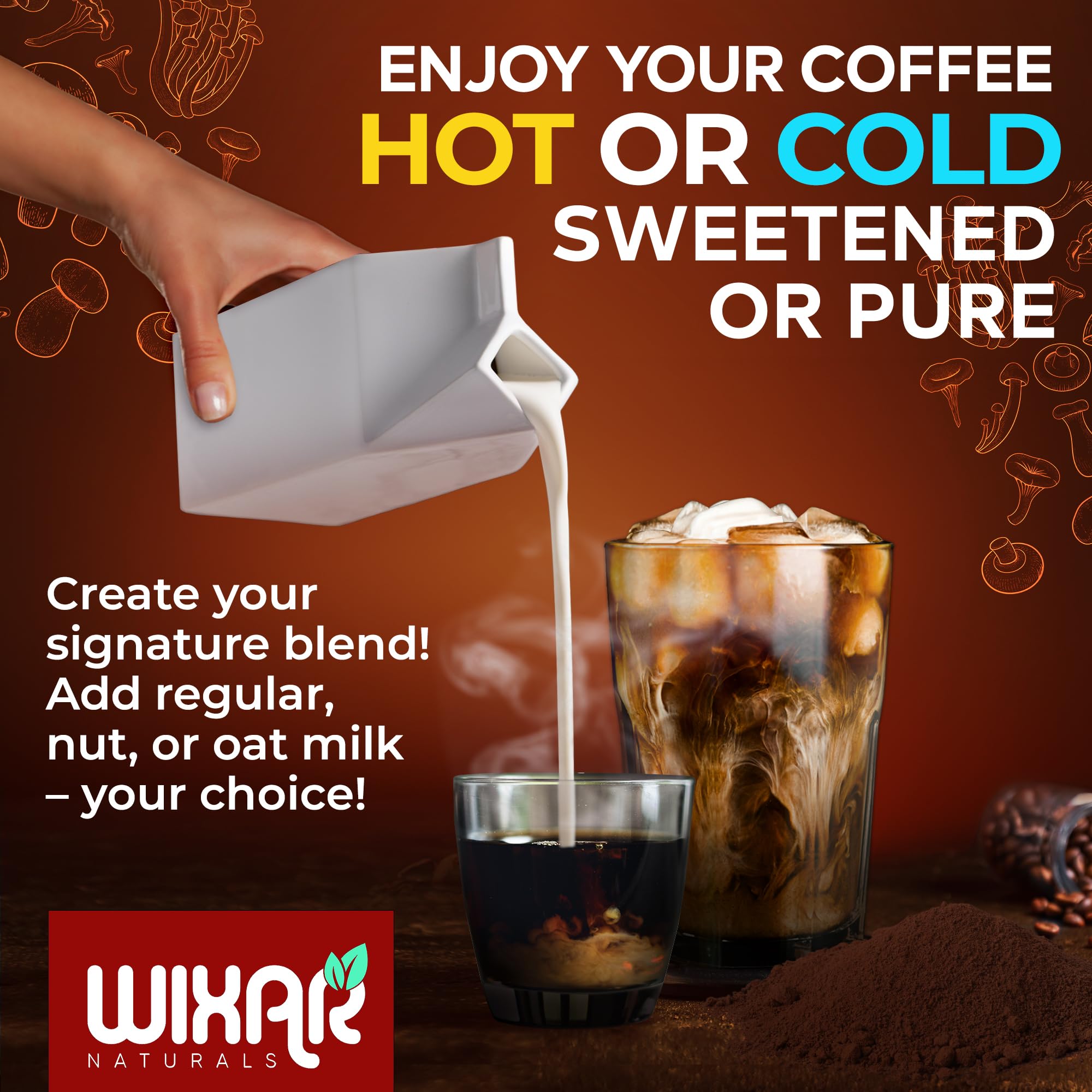 All-natural ingredients label for Wixar Mushroom Coffee Blend