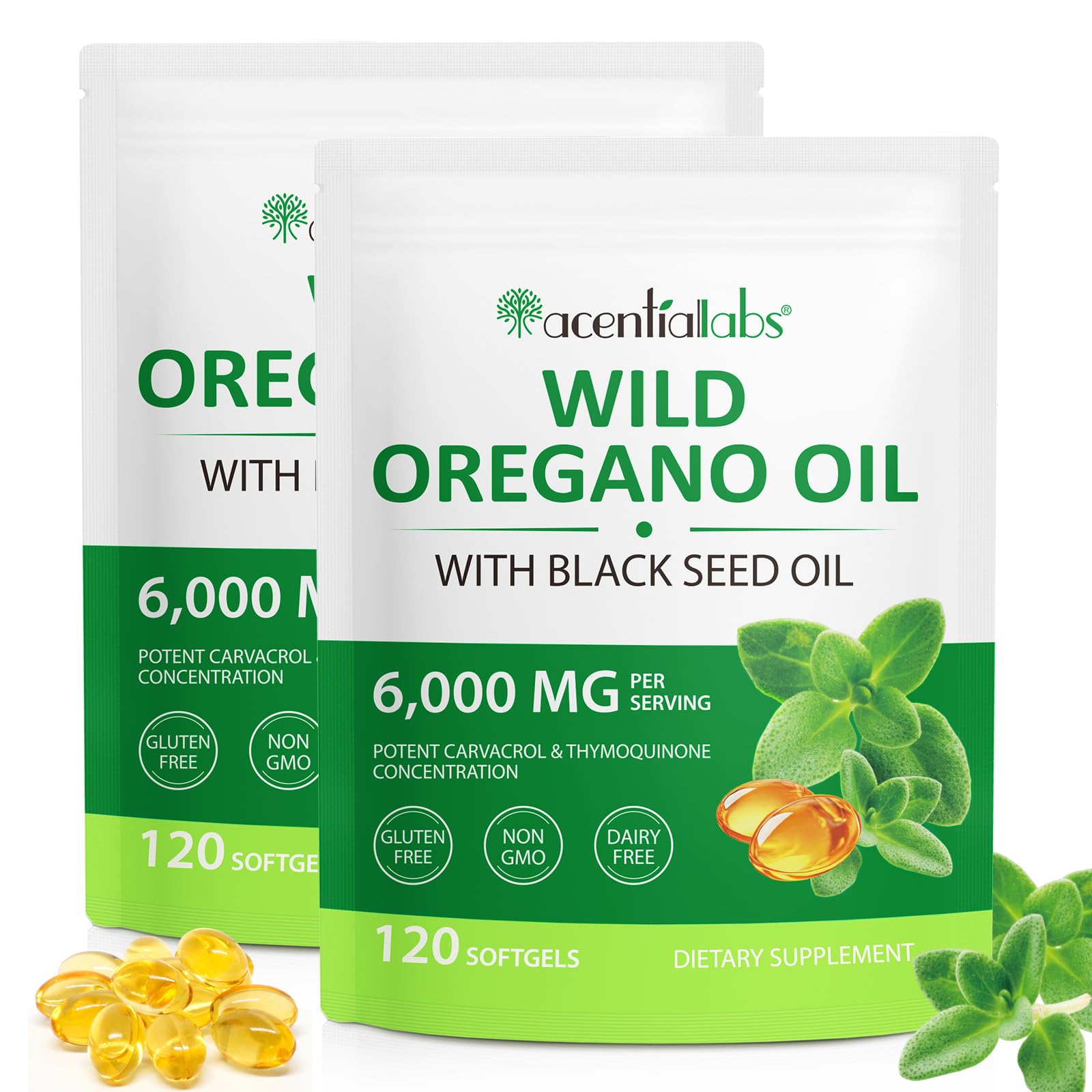 WLCTJIAYOU Oregano Oil Softgels bottle – 2 pack, 6000mg