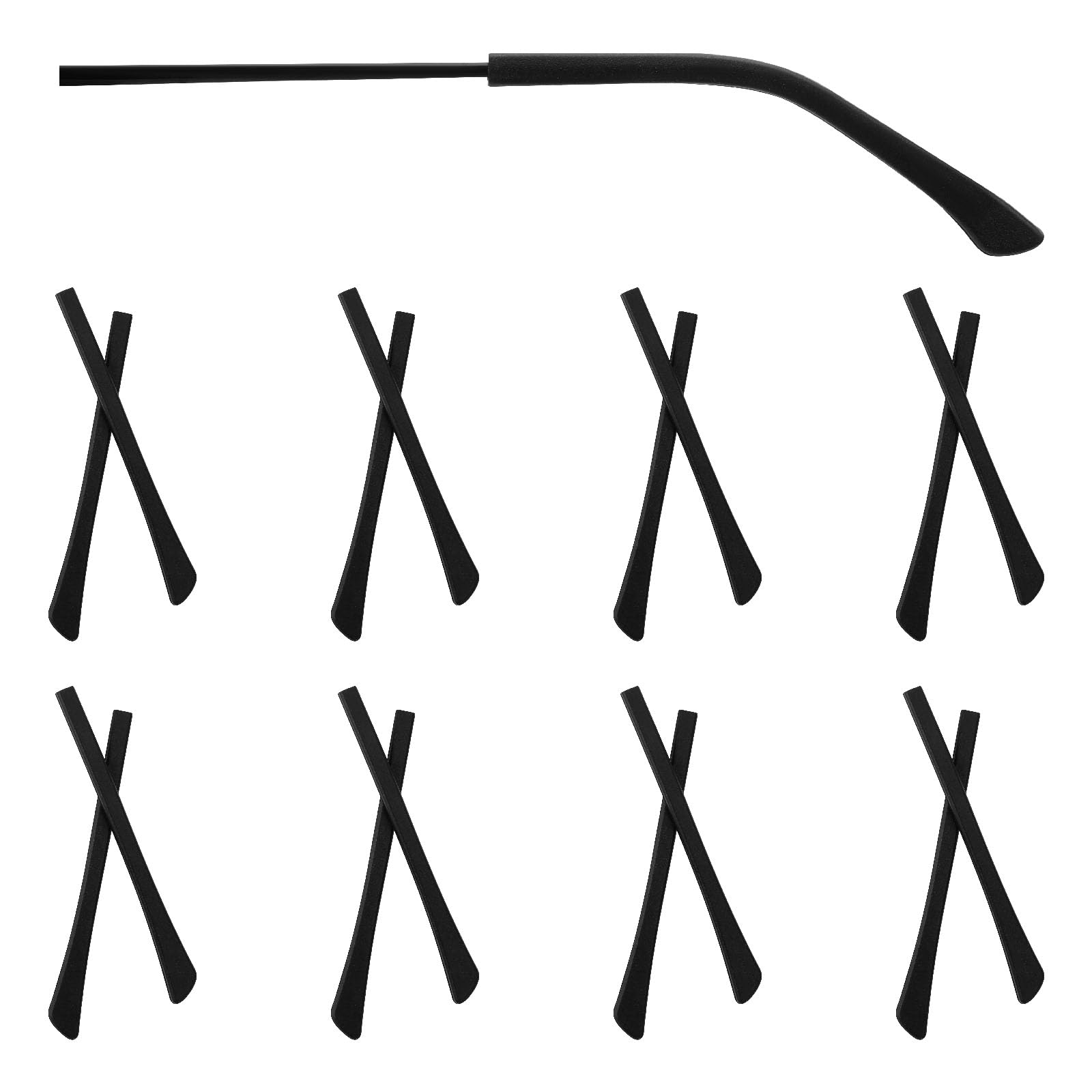 WLLHYF eight pairs replacement temple tips in black silicone for eyeglasses