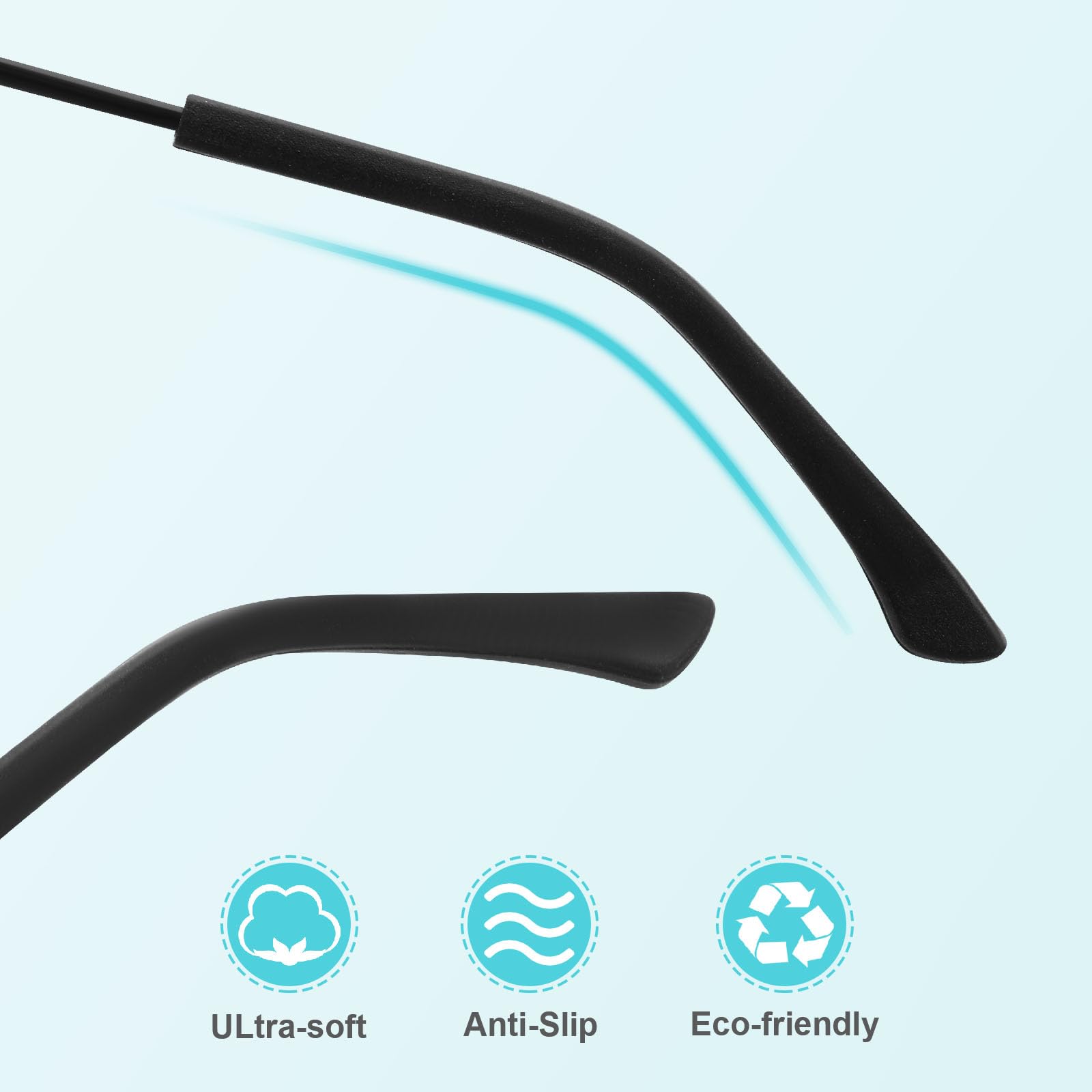 Silicone temple sleeves for glasses legs with anti-slip performance