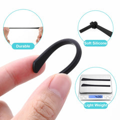 Close-up of silicone eyeglass arm tips preventing slippage