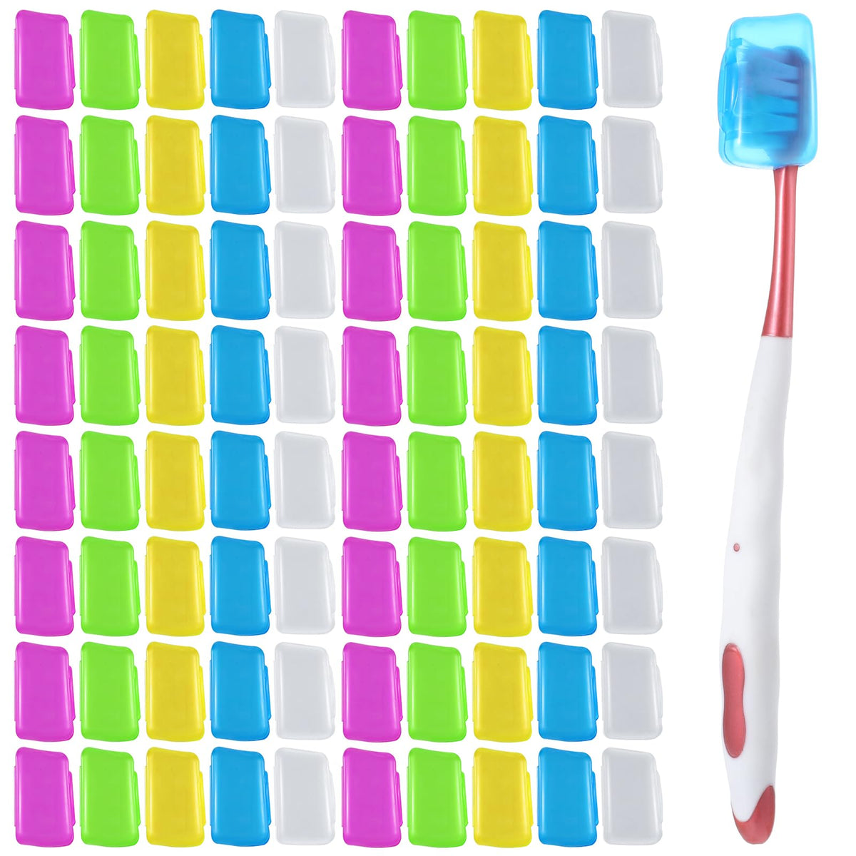WLLHYF 150-pack travel toothbrush head covers set, transparent and colored