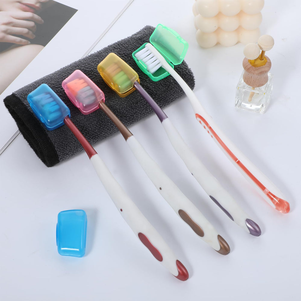 Side view of blue WLLHYF toothbrush head cover