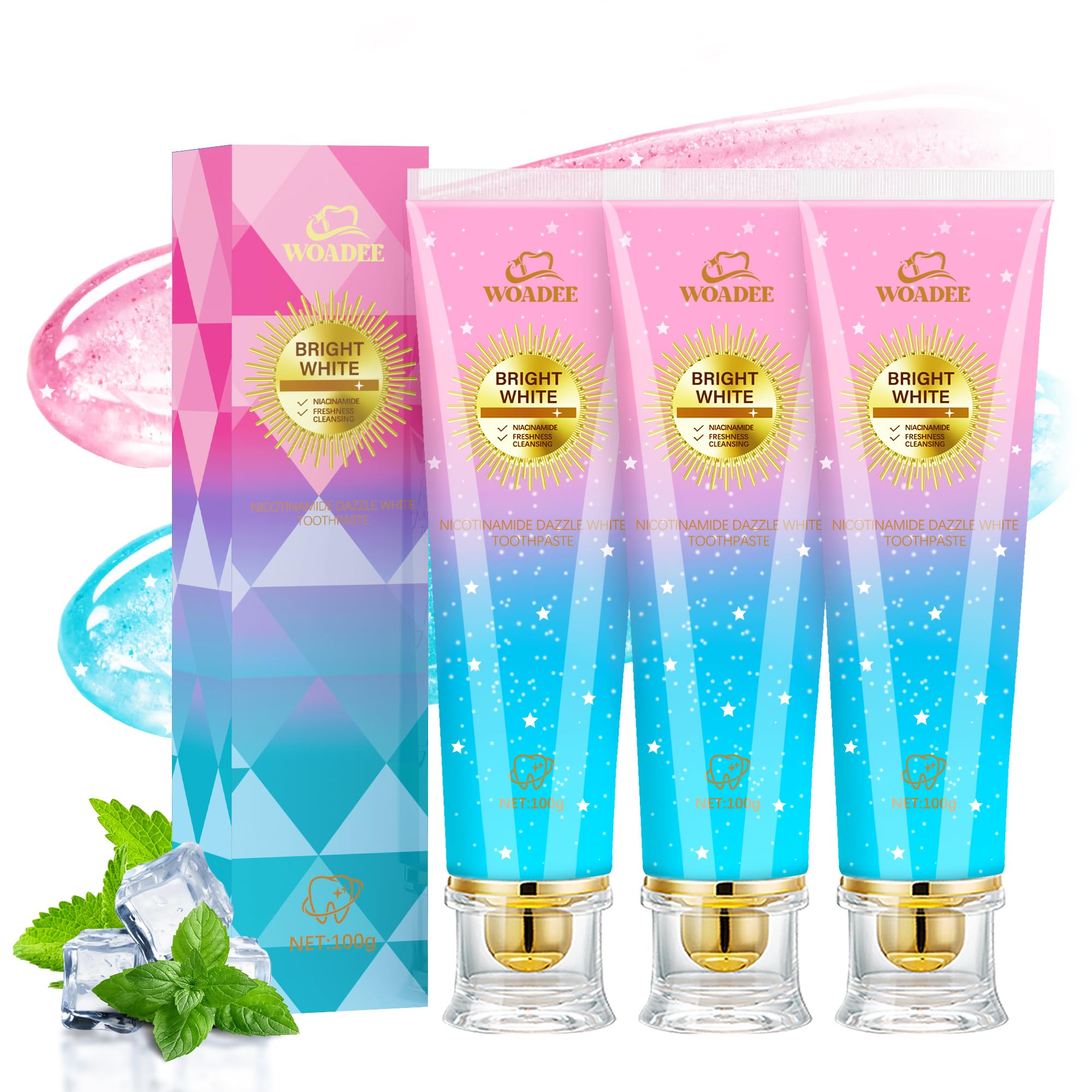 Woadee Niacinamide Whitening Toothpaste tube with mint packaging