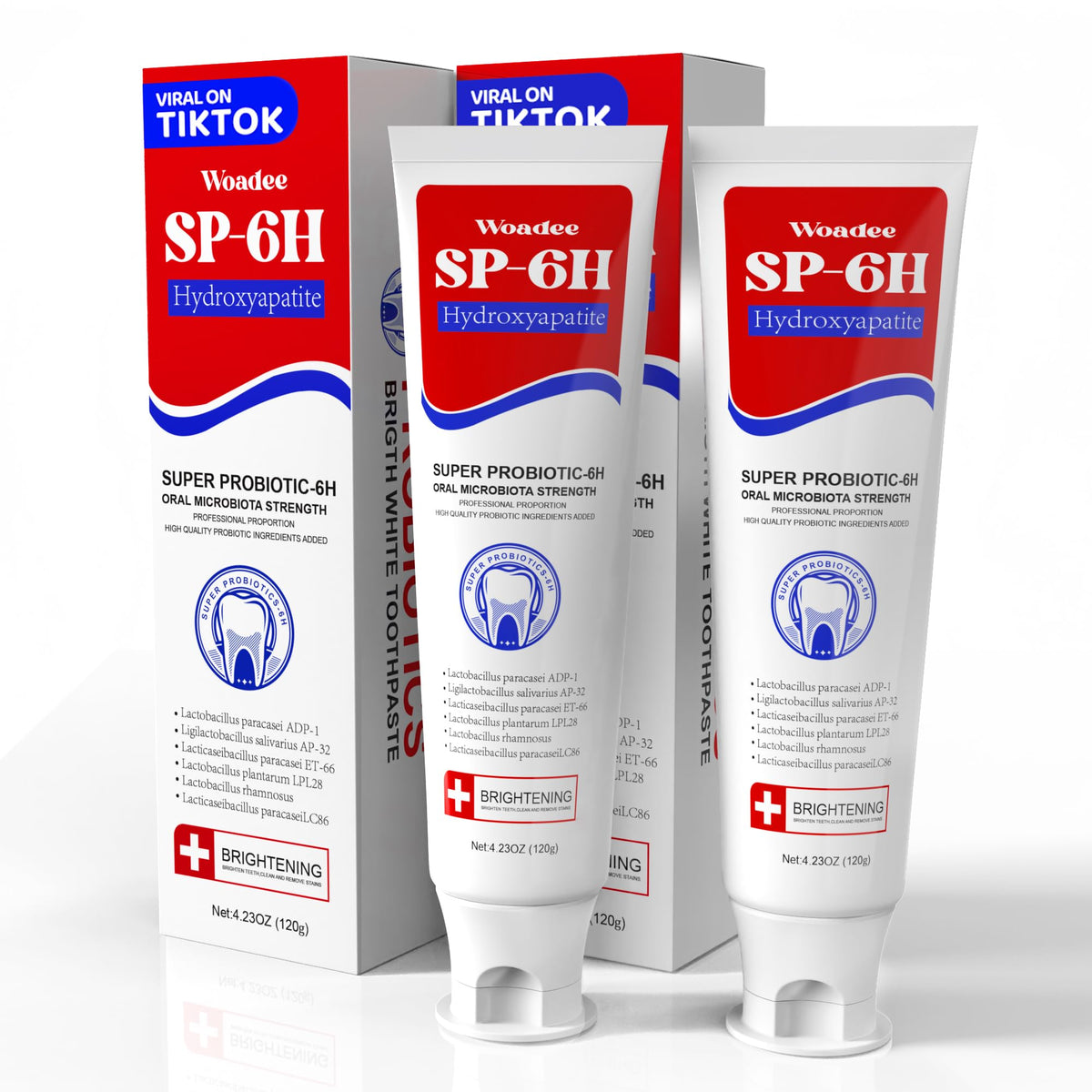 Woadee SP-6 toothpaste tube with packaging