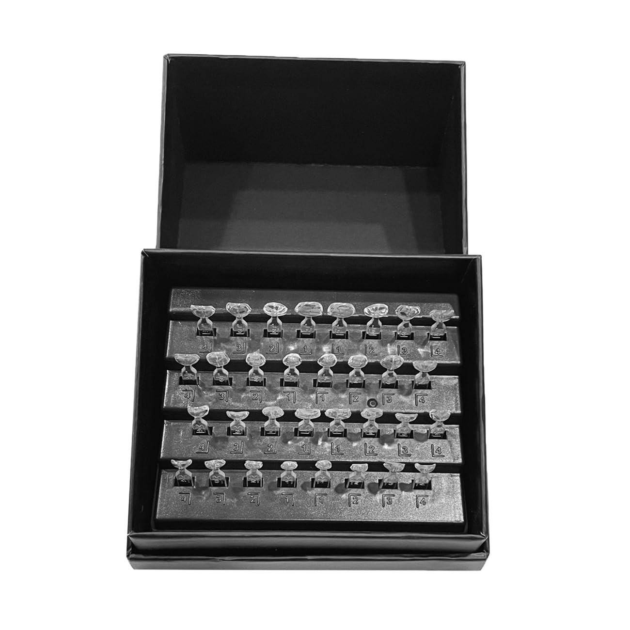 Front view of Wokyo dental veneers mould kit showing multiple shapes