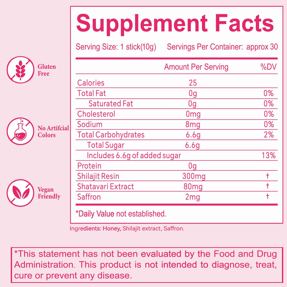 Women’s health energy boost with Shilajit honey sticks