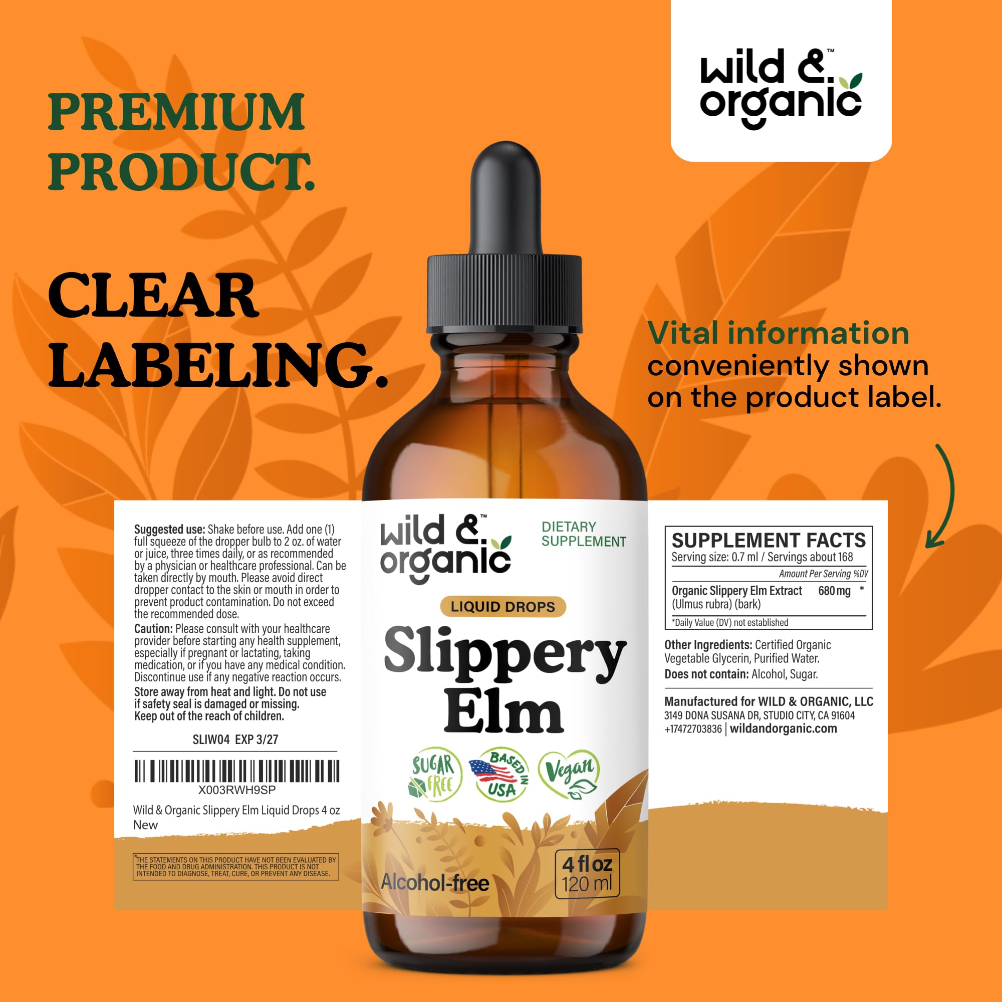 Photo of slippery elm drops for women’s health use