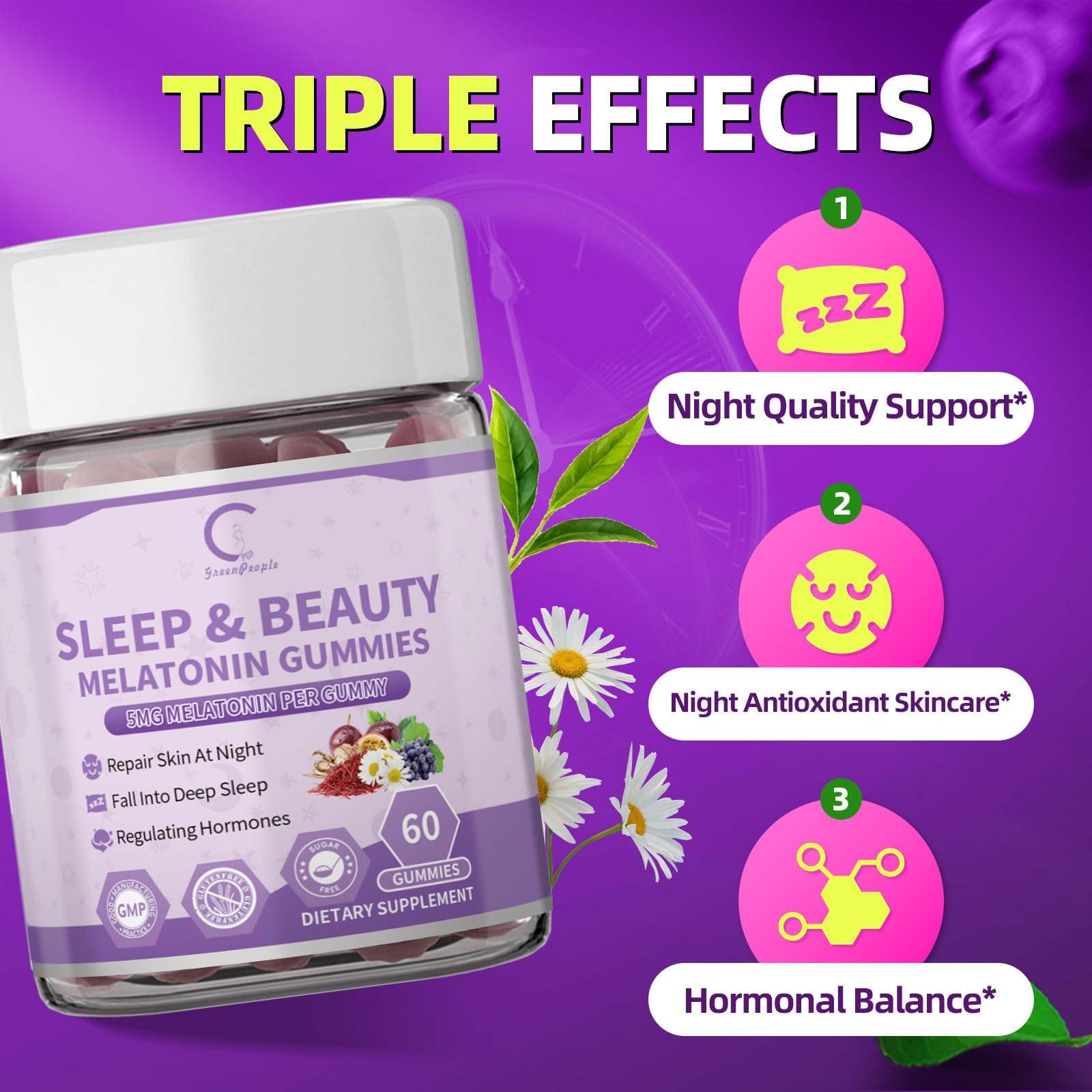 Close-up illustration of key ingredients ashwagandha and L-theanine