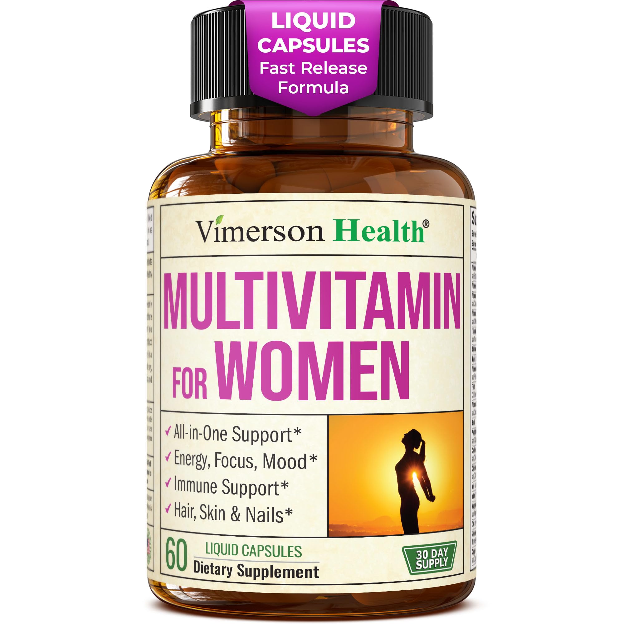 Bottle of Women's Multivitamin with 60 liquid capsules
