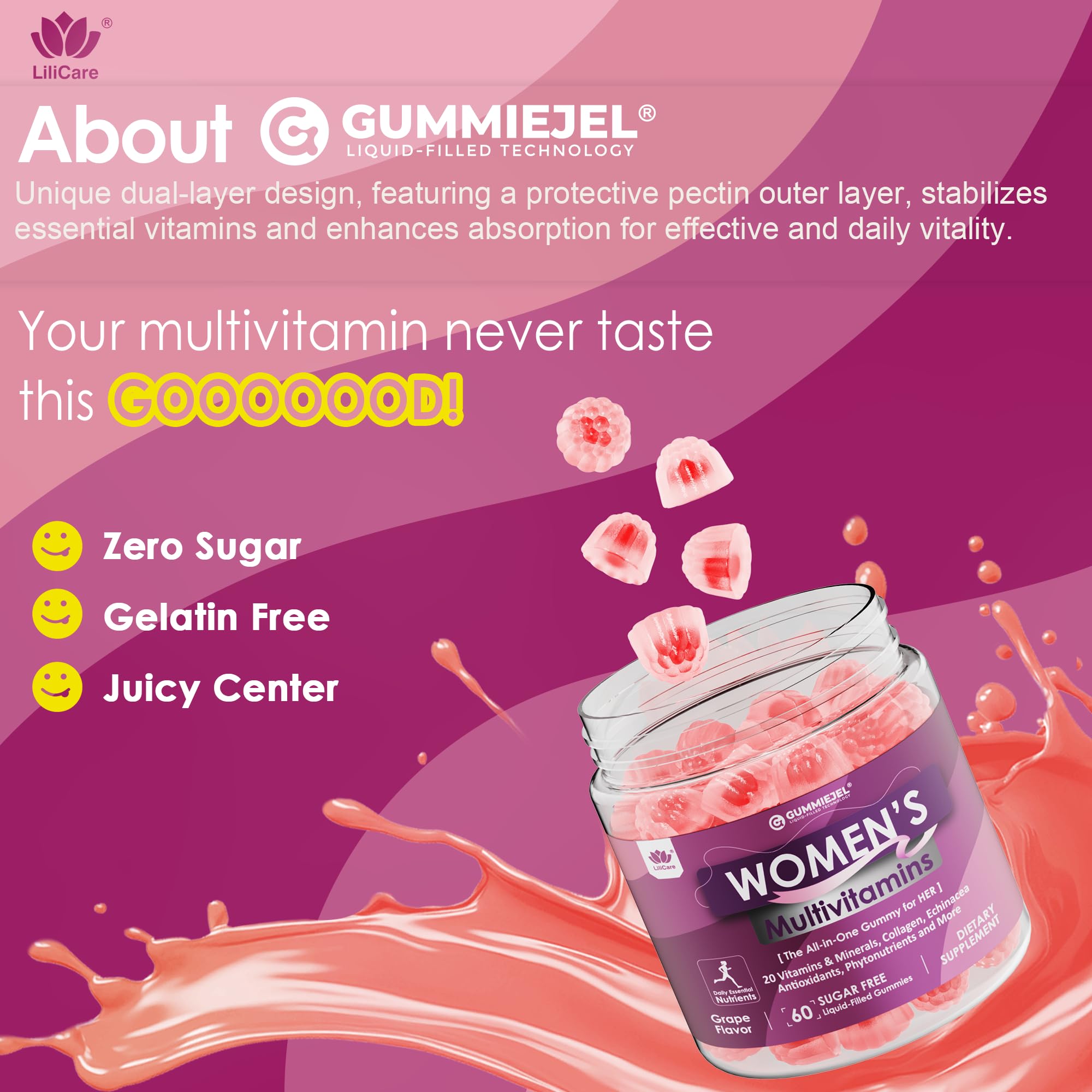 60-count bottle of daily multivitamin gummies for women