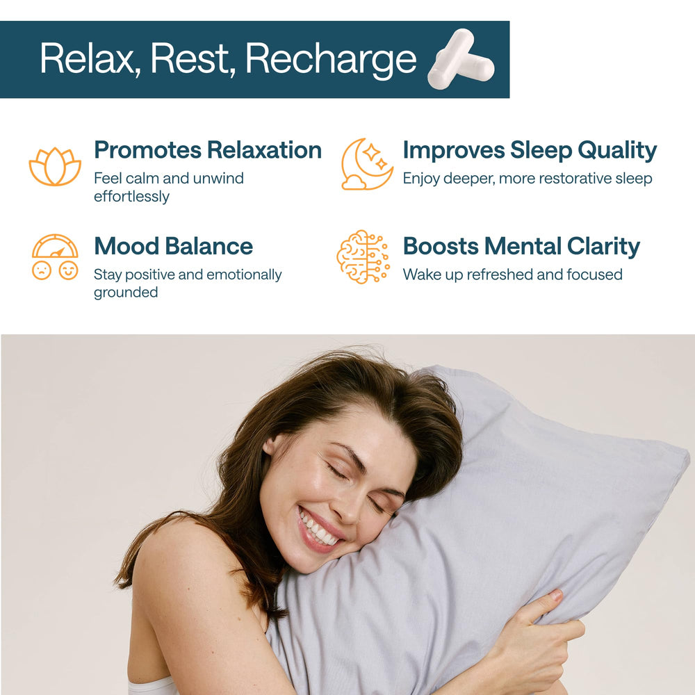 Infographic showing 5-HTP, Vitamin B6, Gotu Kola ingredients