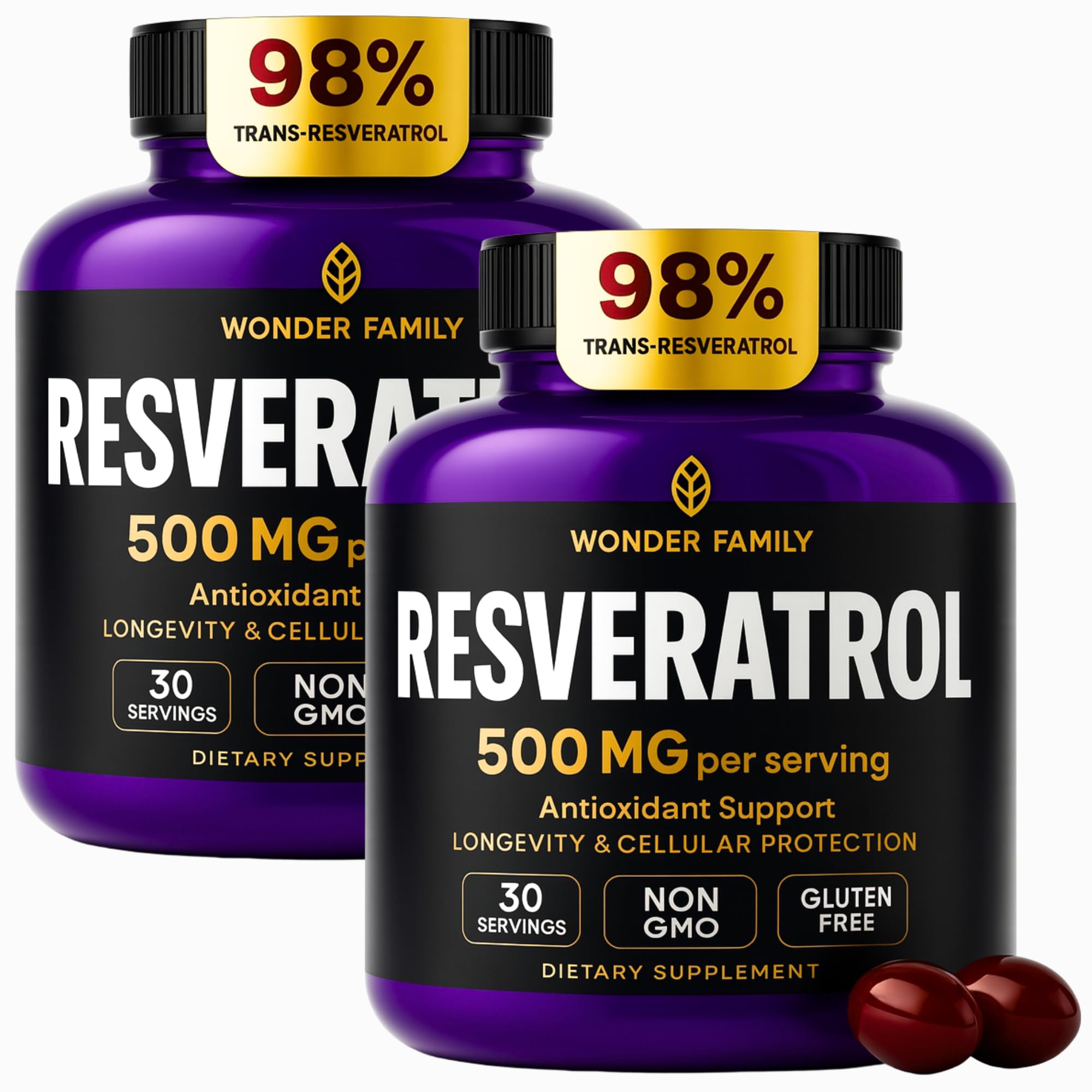 WONDER FAMILY Resveratrol 1000mg bottle with 120 softgels