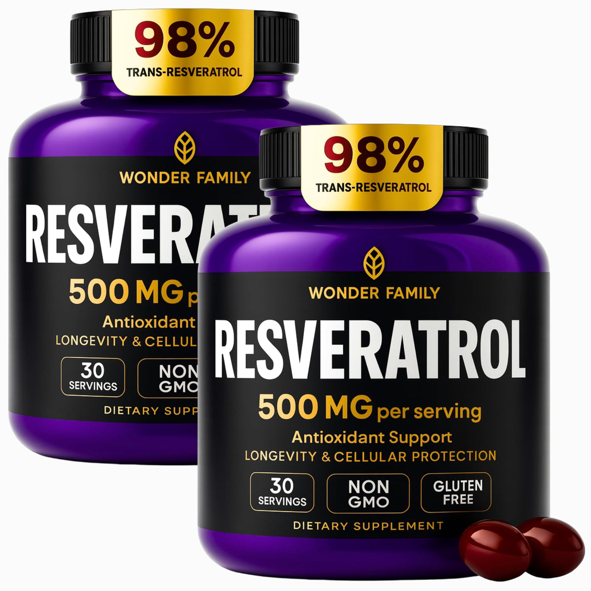 WONDER FAMILY Resveratrol 1000mg bottle with 120 softgels