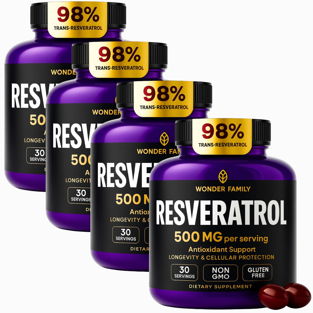 Hero image of WONDER FAMILY Resveratrol bottle with 240 softgels