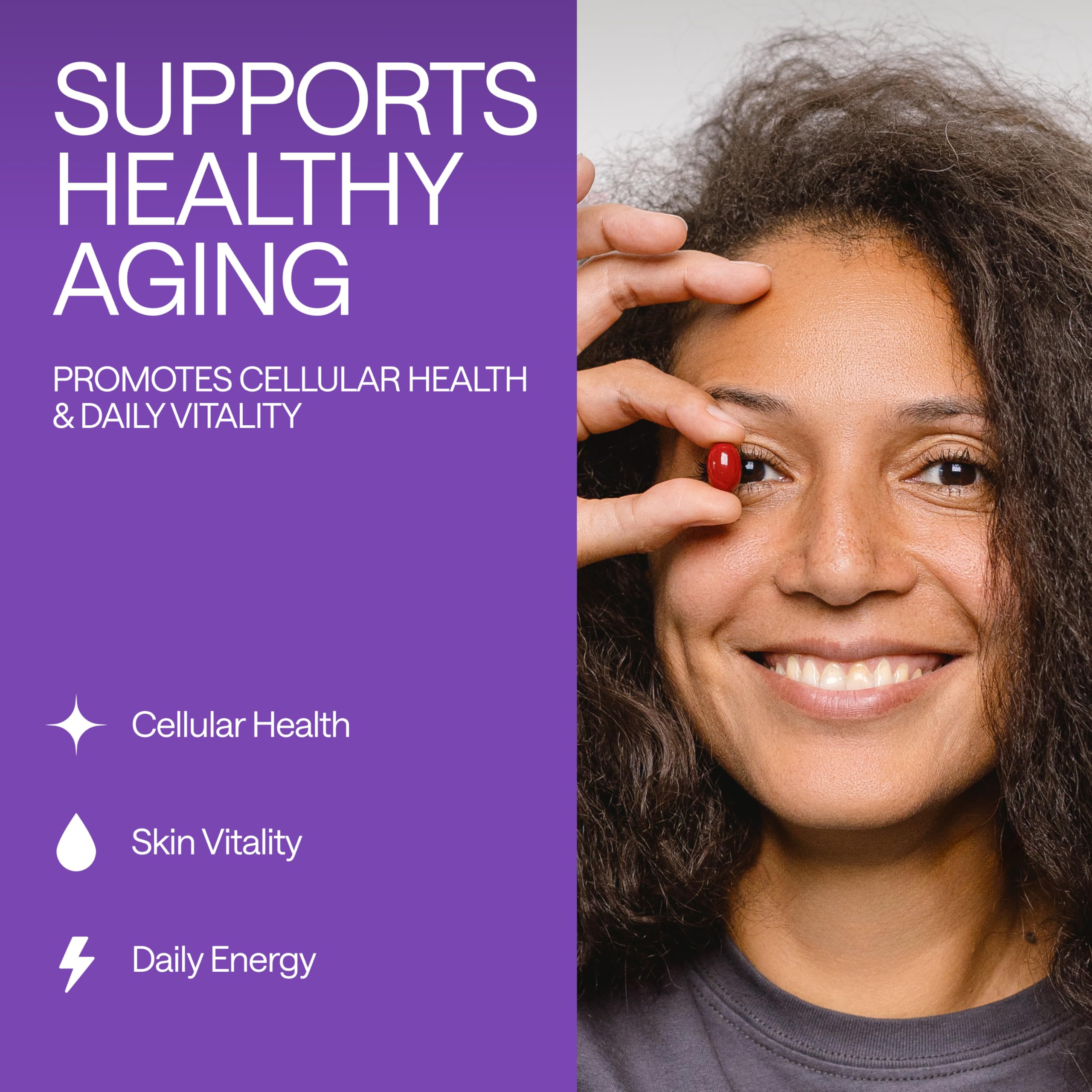 Graphic illustrating anti-aging and cellular longevity benefits