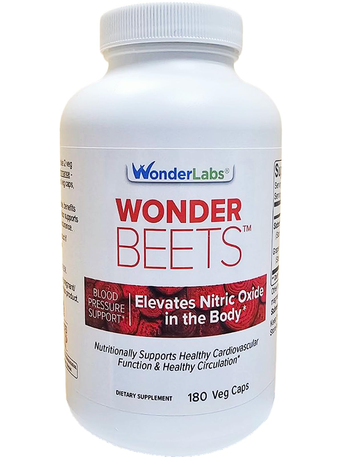 Wonder Laboratories beet root capsules bottle closeup hints at daily nitric oxide support