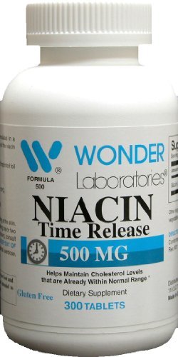 Wonder Laboratories Niacin Time Release 500 mg (Vitamin B3) – 300 Tablets, Non-GMO, Gluten Free