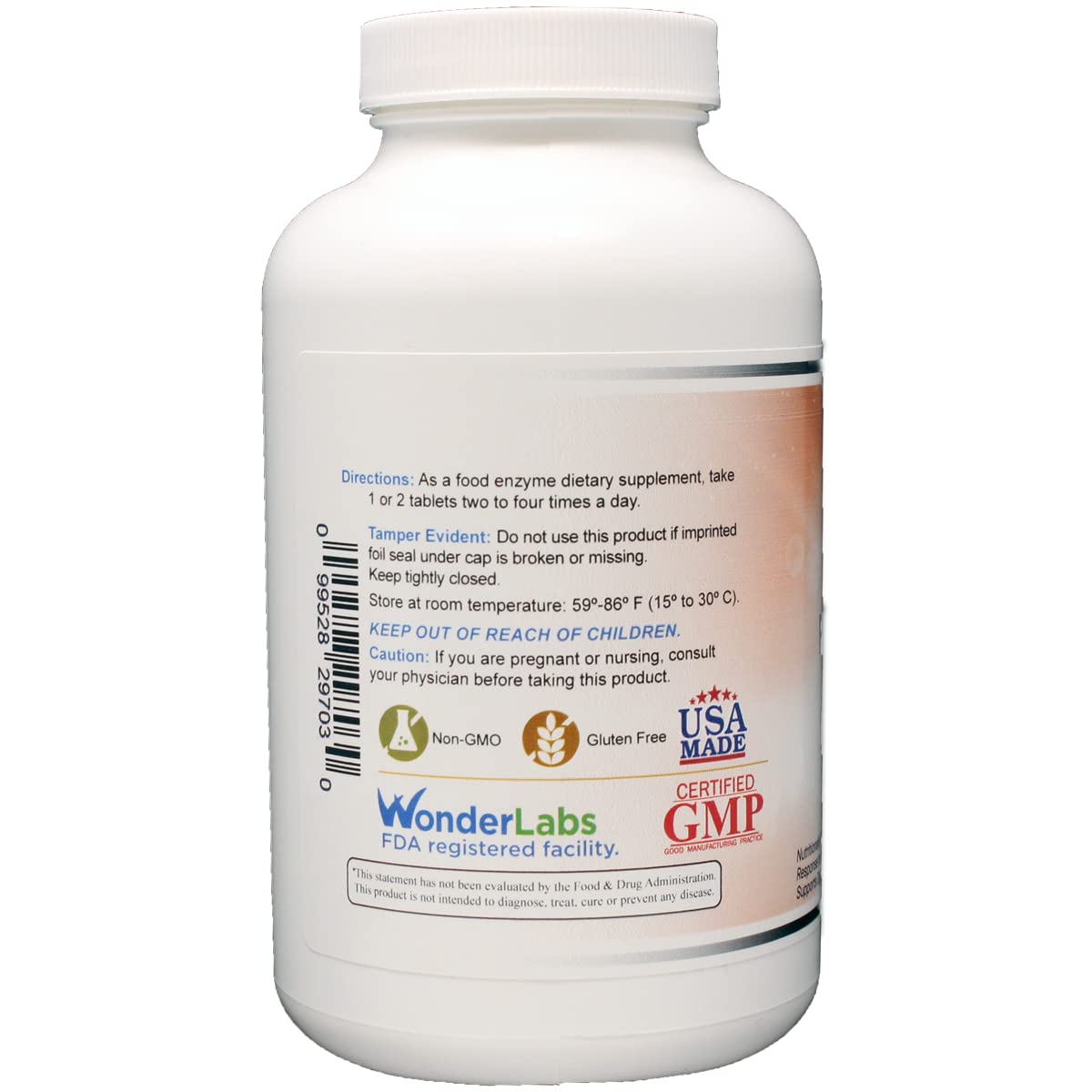 Front view of Wonder Laboratories Proteolytic Enzymes bottle