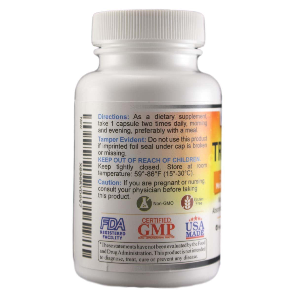 Close-up of the 120-capsule bottle on a white surface