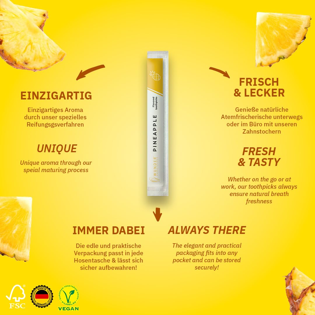 Pineapple flavor toothpicks individually wrapped