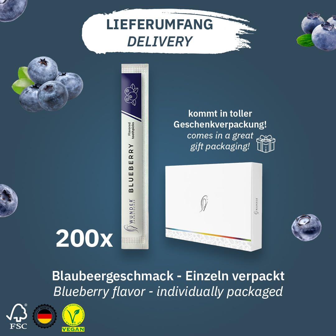 Blueberry flavored Miracle Toothpicks in individual wrappers
