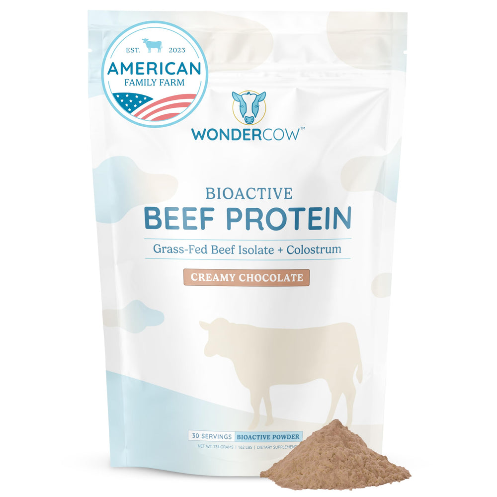 WONDERCOW Beef Protein Isolate bottle highlighting a clean, convenient source for lean muscle support.