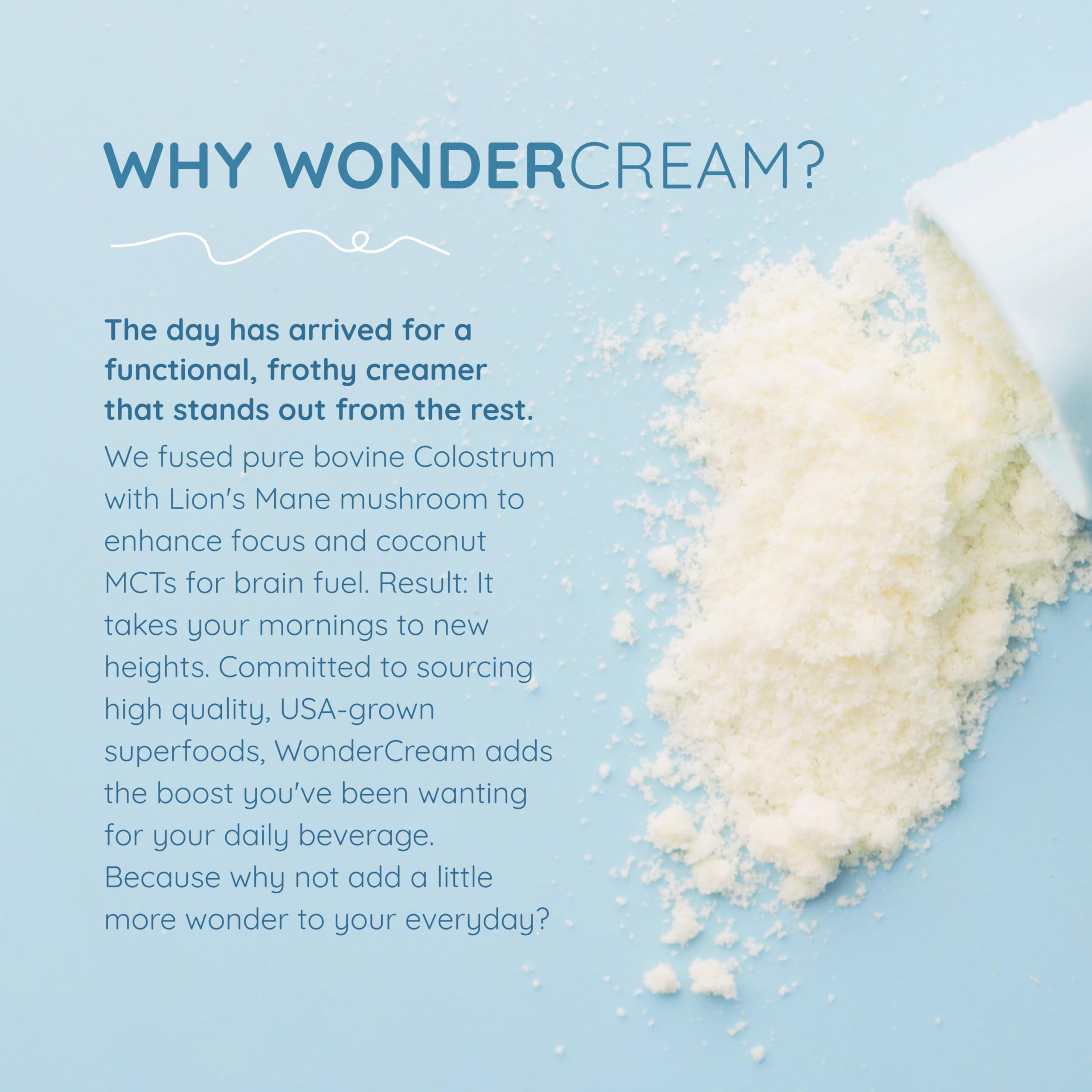 Scoop of WonderCream being added to a cup of coffee