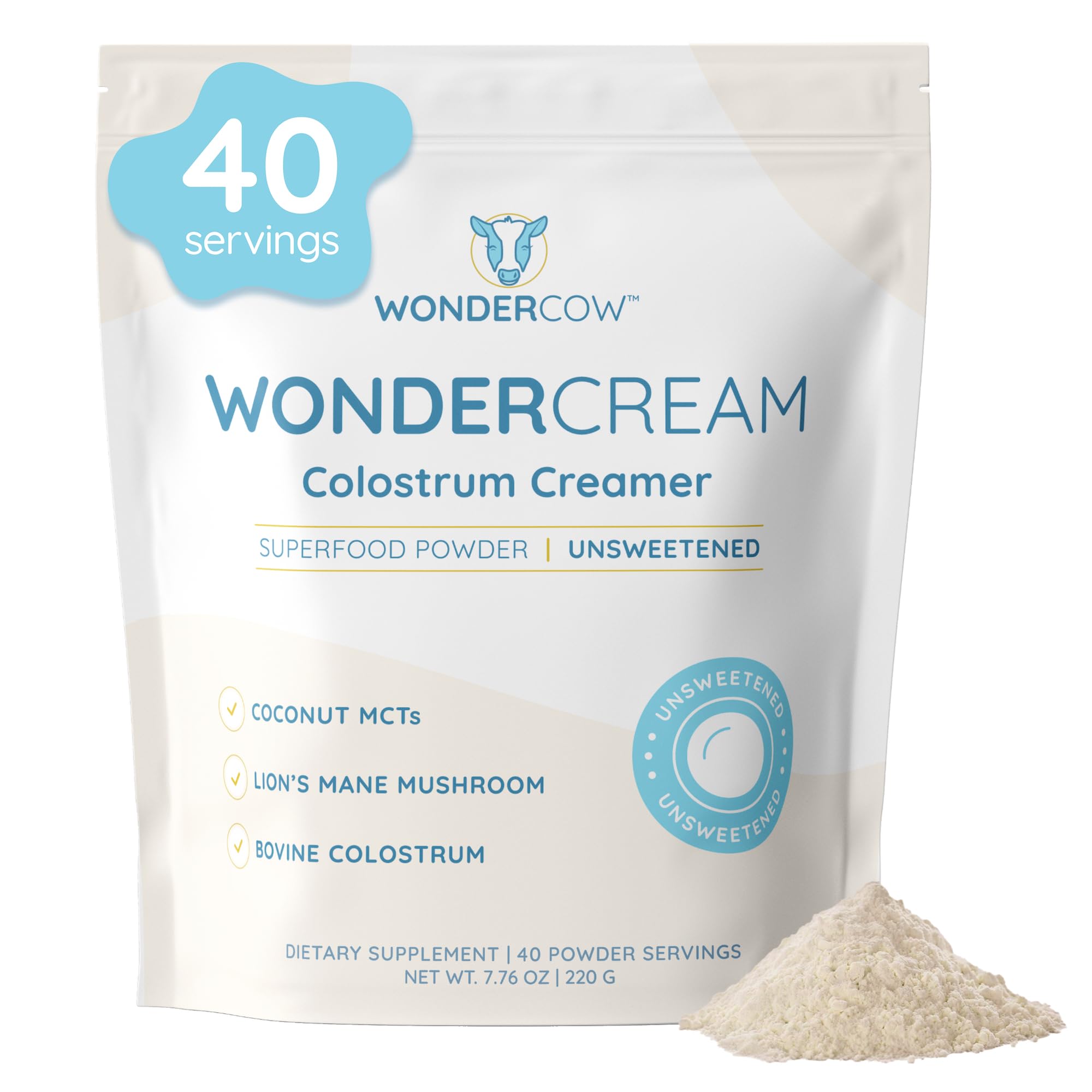 Label on WonderCow Bovine Colostrum Creamer tub