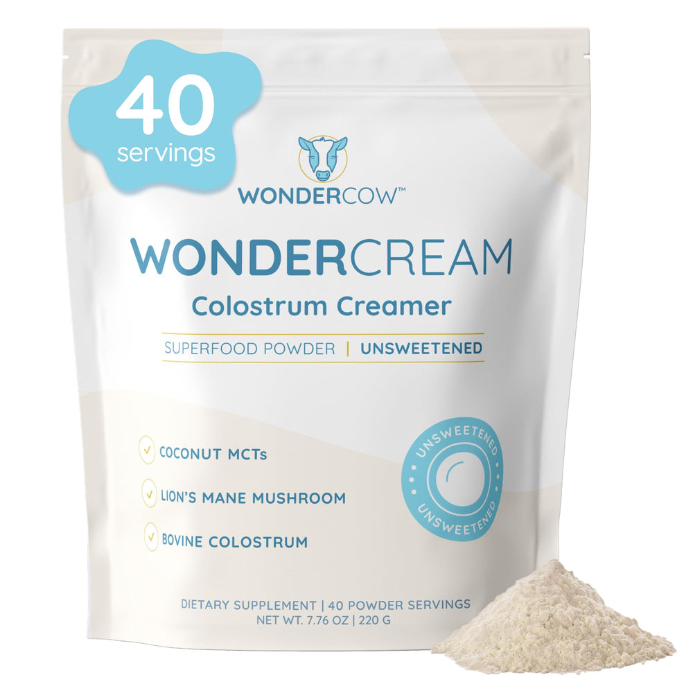 Label on WonderCow Bovine Colostrum Creamer tub