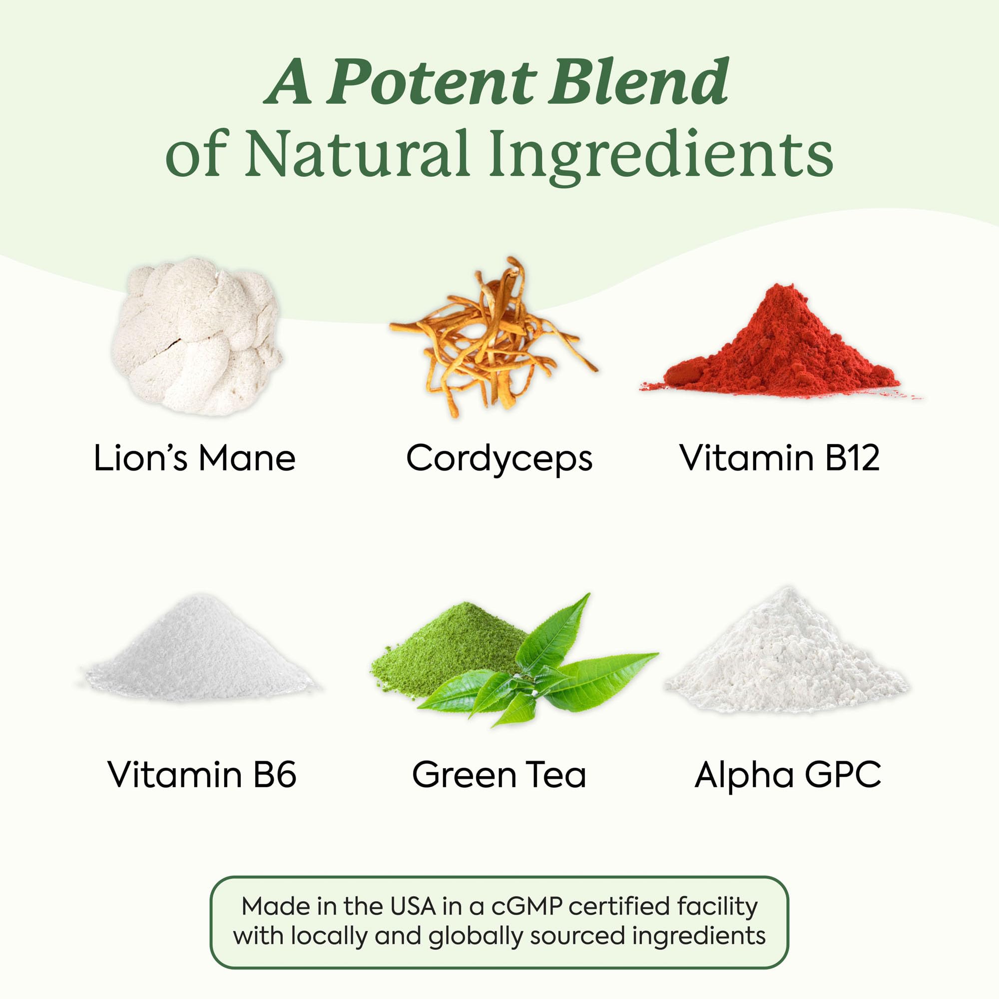 Graphic highlighting 3000 mg dry herb and mushroom blend