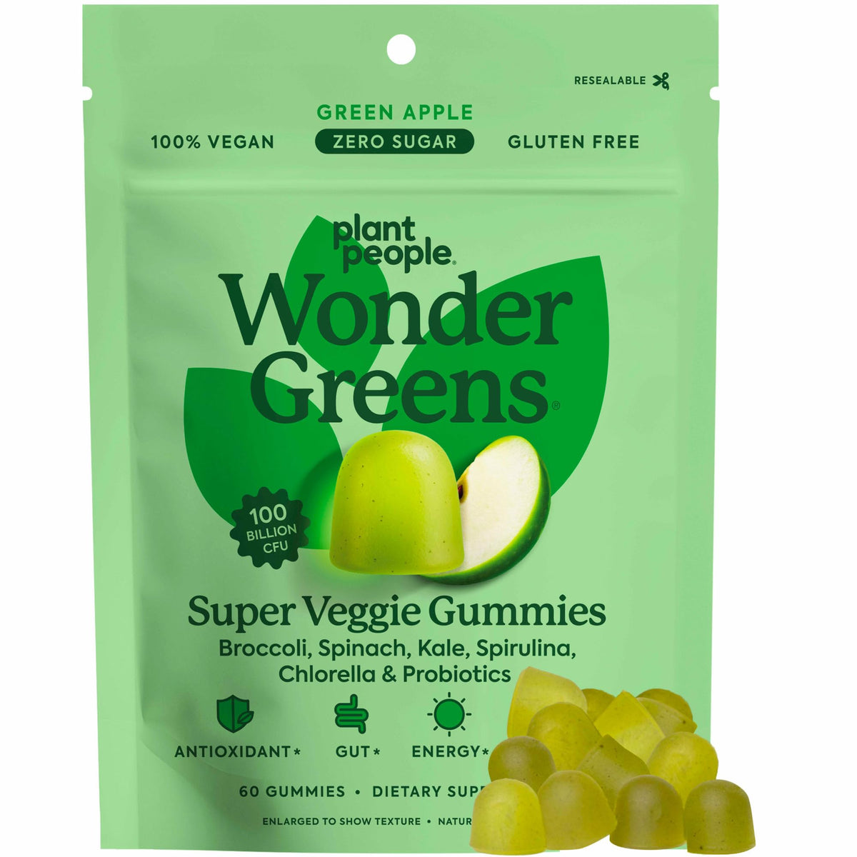 WonderGreens Veggie Gummies bottle with recyclable pouch packaging