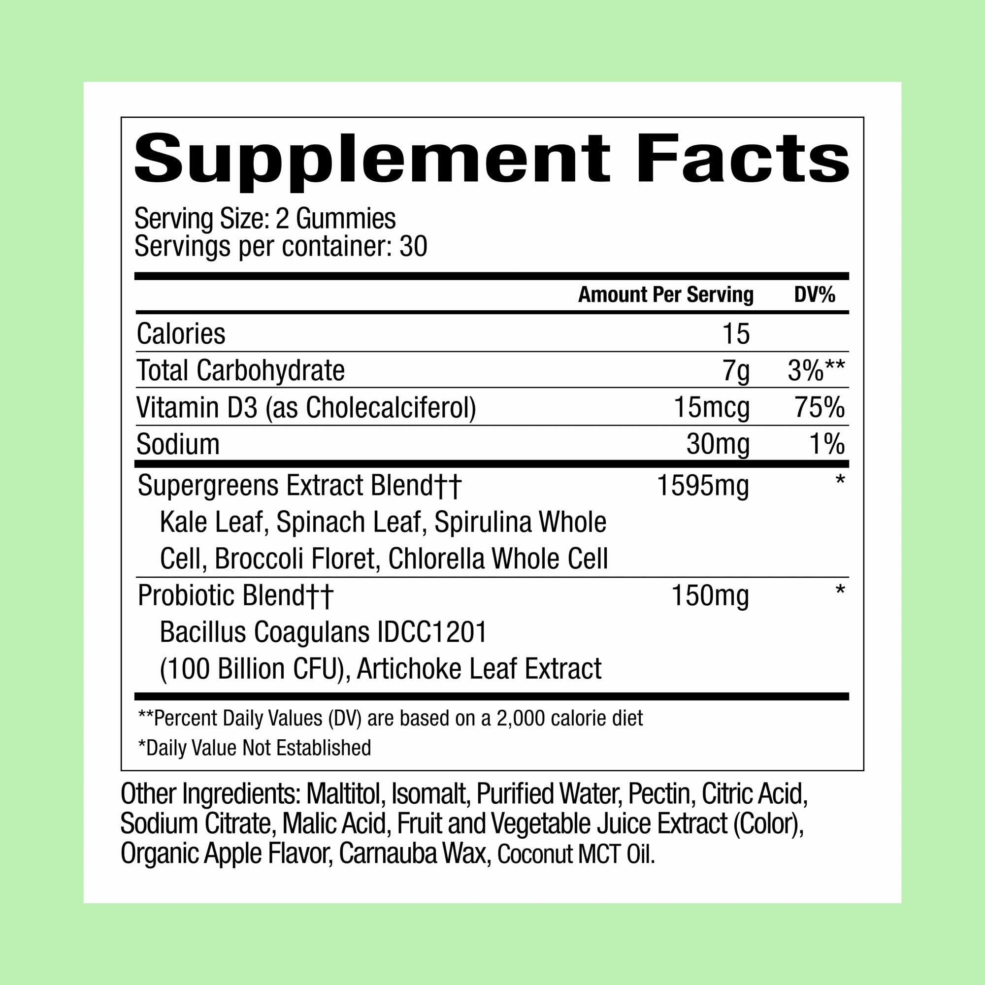 Close-up of a single green apple-flavored gummy