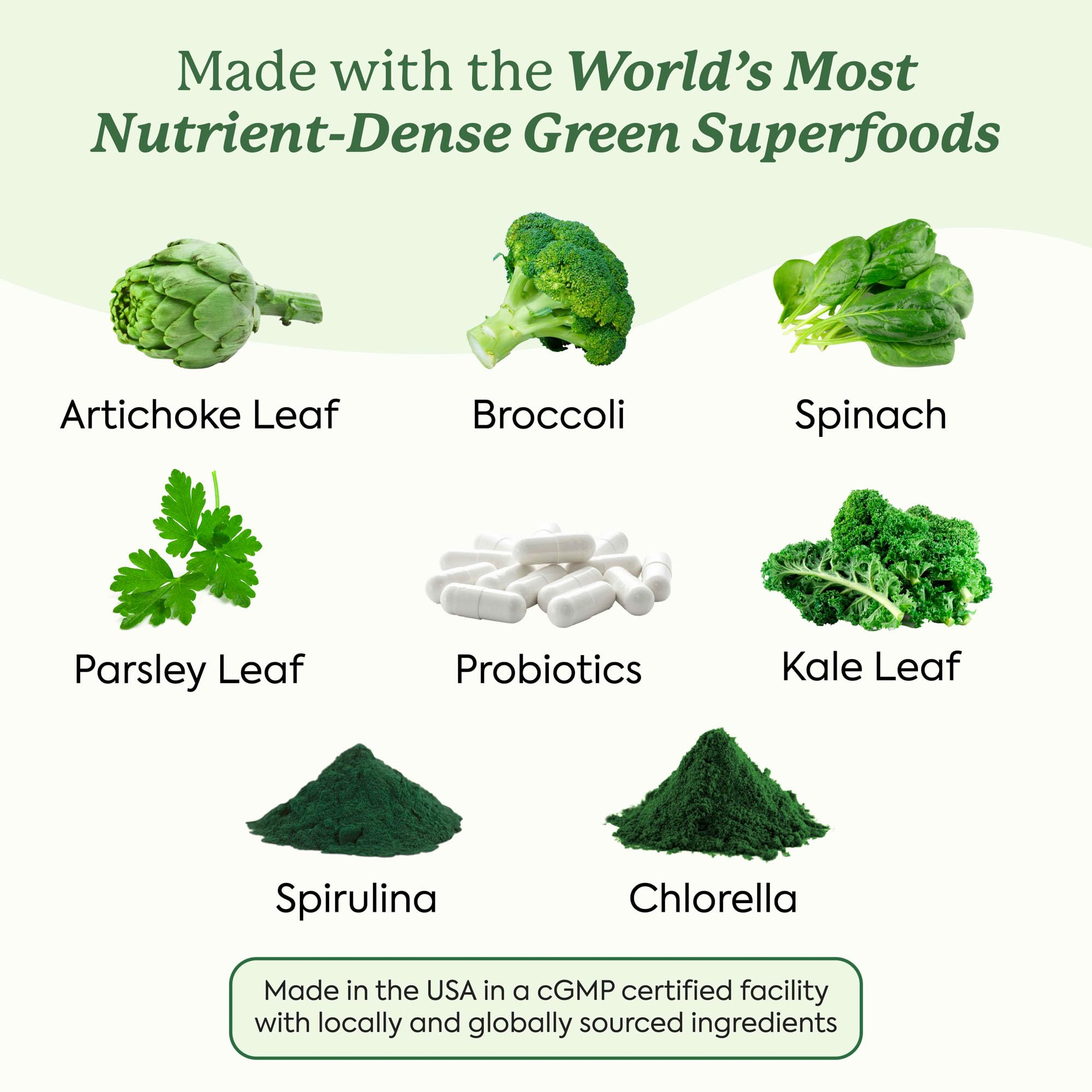 Label showing vitamins D3 and K2 on WonderGreens packaging