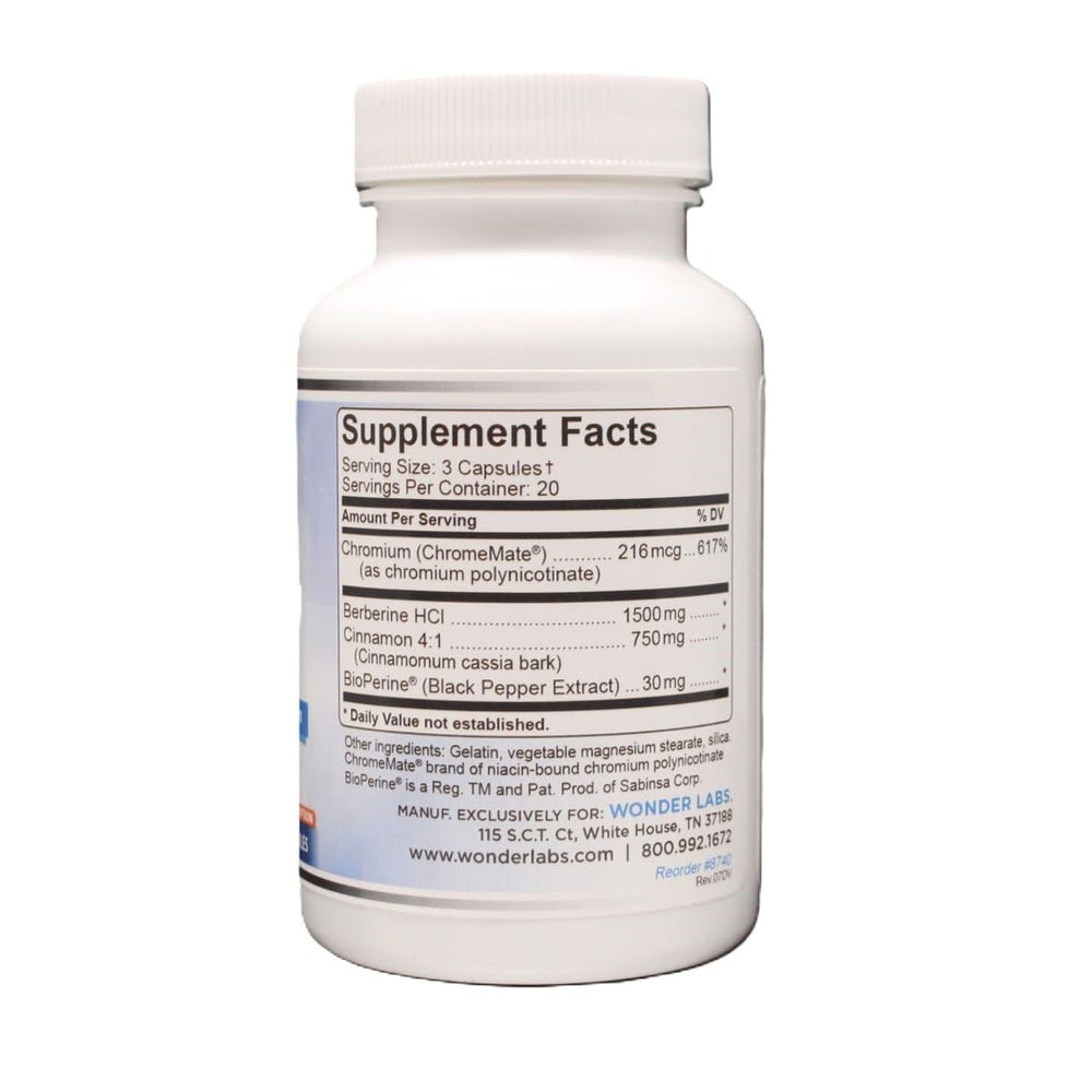 Close-up of Wonder Laboratories Berberine HCl 1500mg label