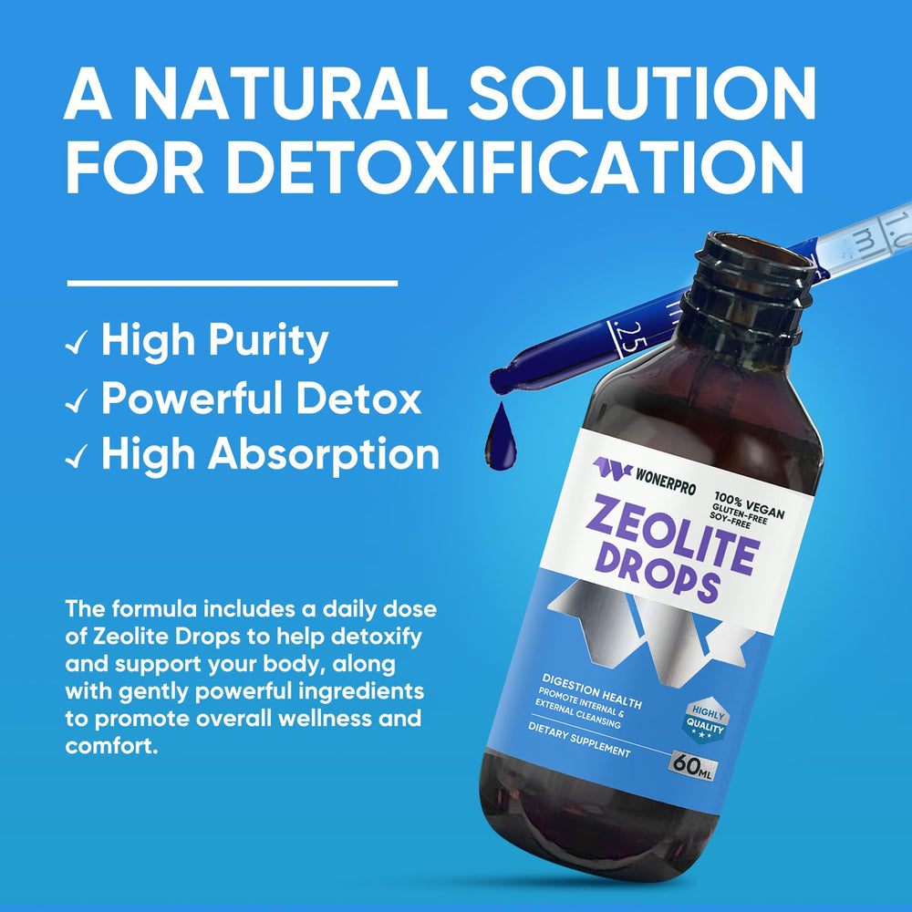 WONERPRO Zeolite Drops gluten-free formula supports flexible diets.