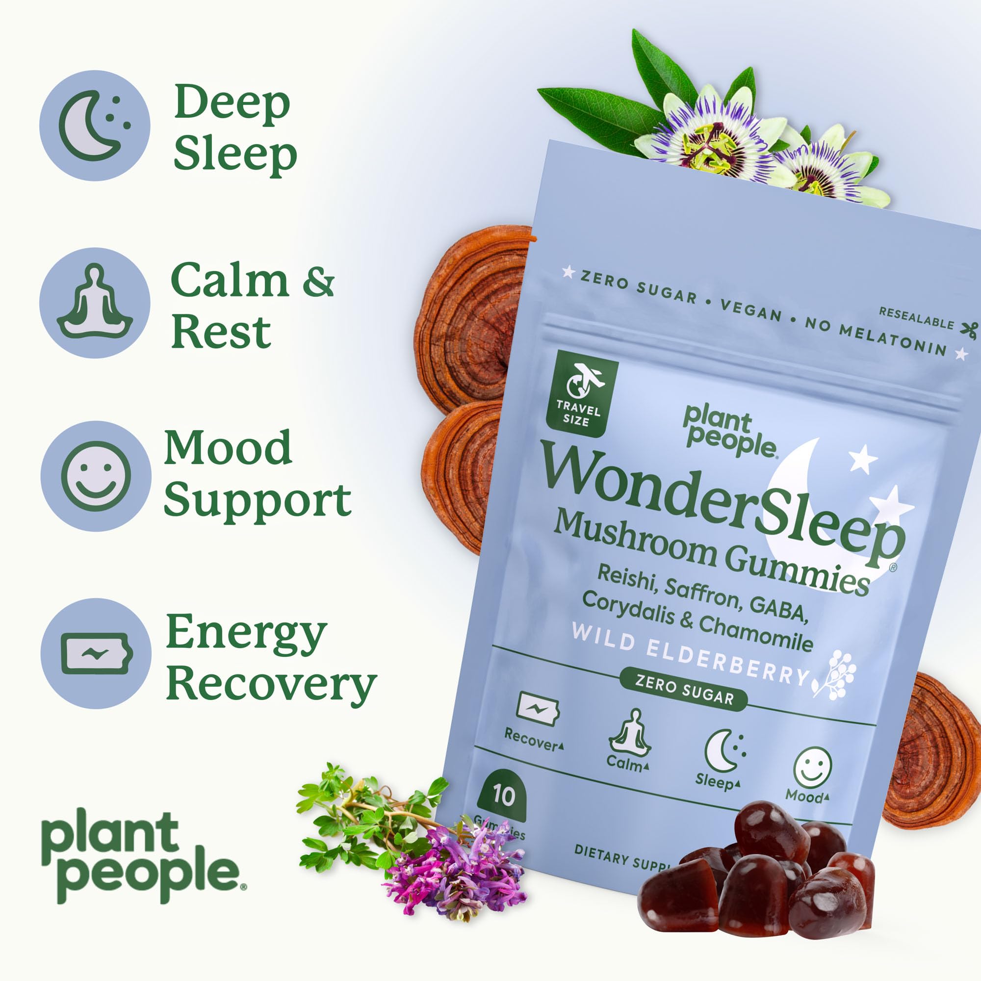Vegan, gluten-free and sugar-free labeling on WonderSleep Gummies Mini