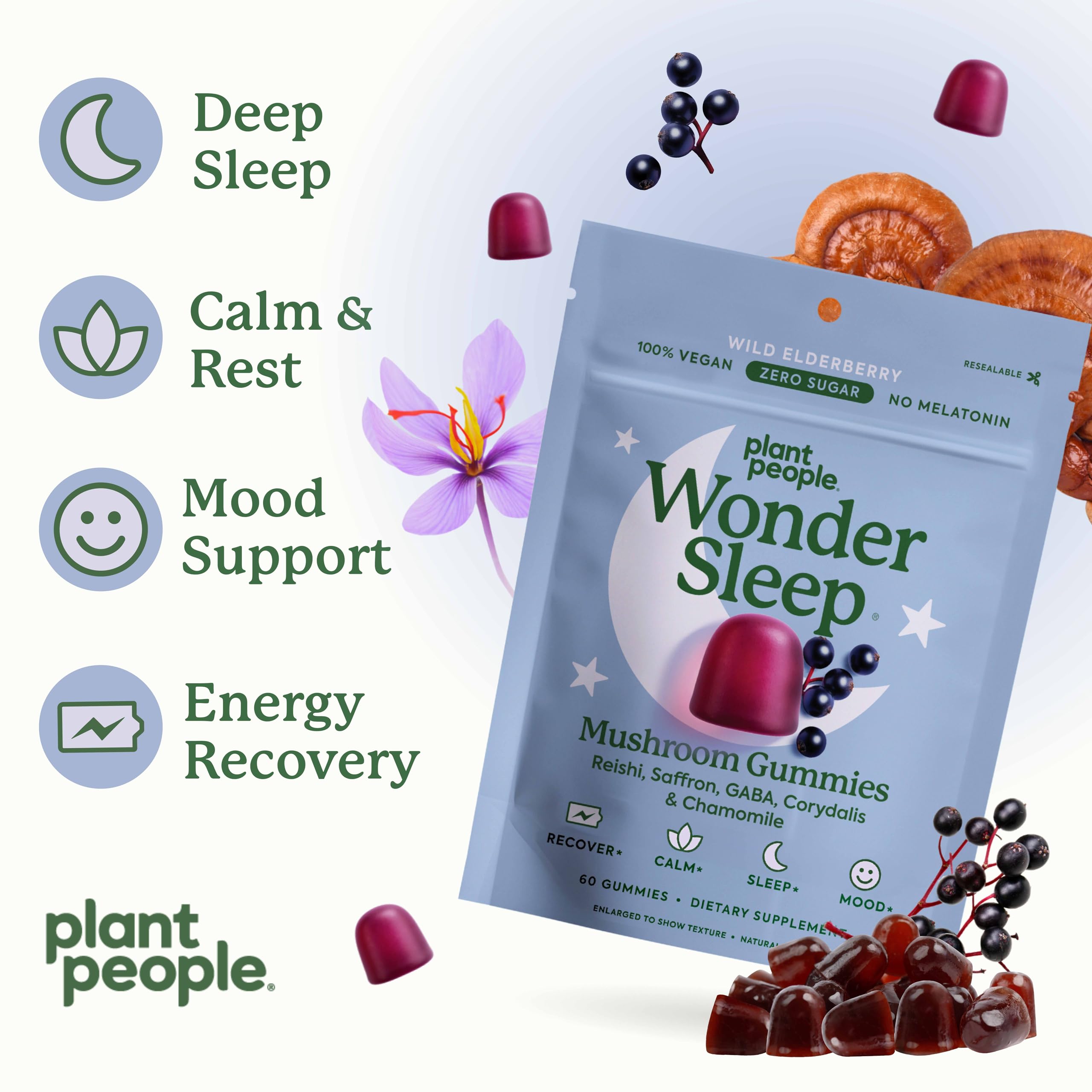 Herbal and mushroom blend including GABA, chamomile and passionflower