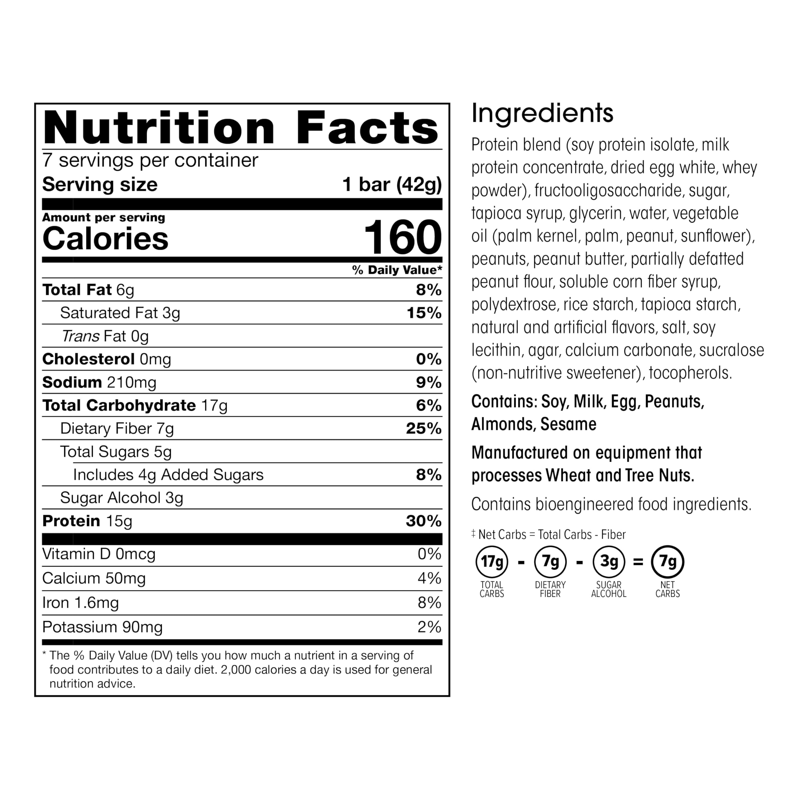 Close-up of Wonderslim High Fiber Protein Bar showing Fluffy Nutter flavor