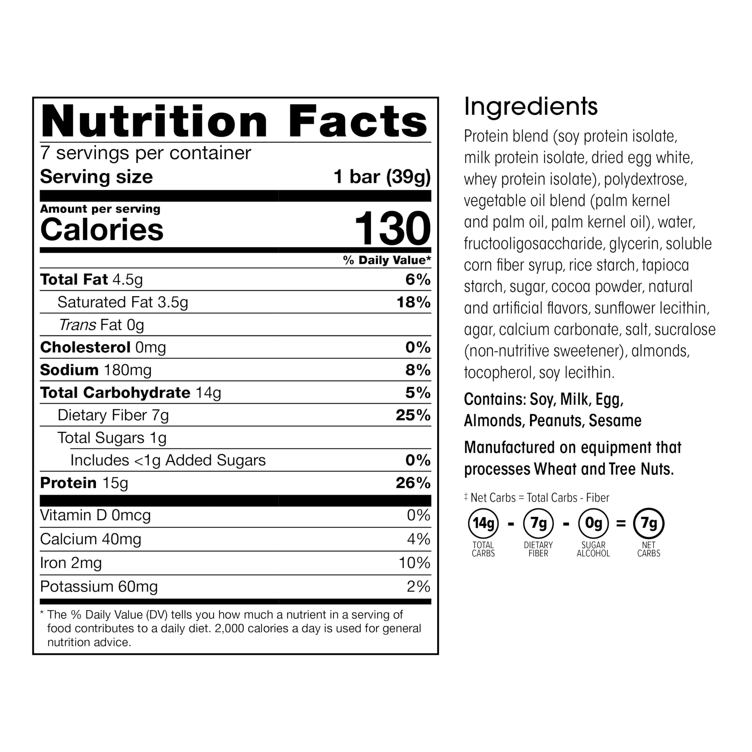 Close-up of Wonderslim high-fiber protein bar