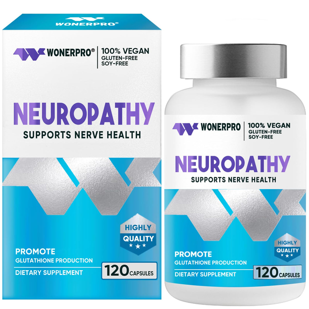 WONERPRO Neuropathy Support bottle with 120 capsules