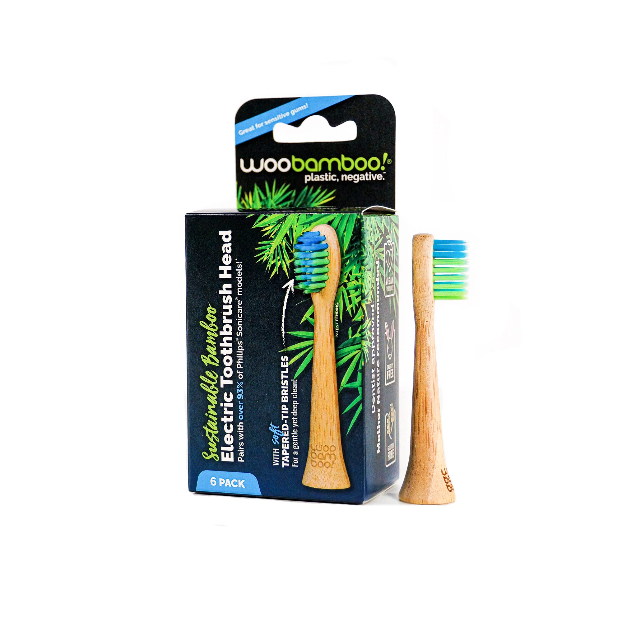 WooBamboo Soft Replacement Head for Electric Toothbrush — 6 pack