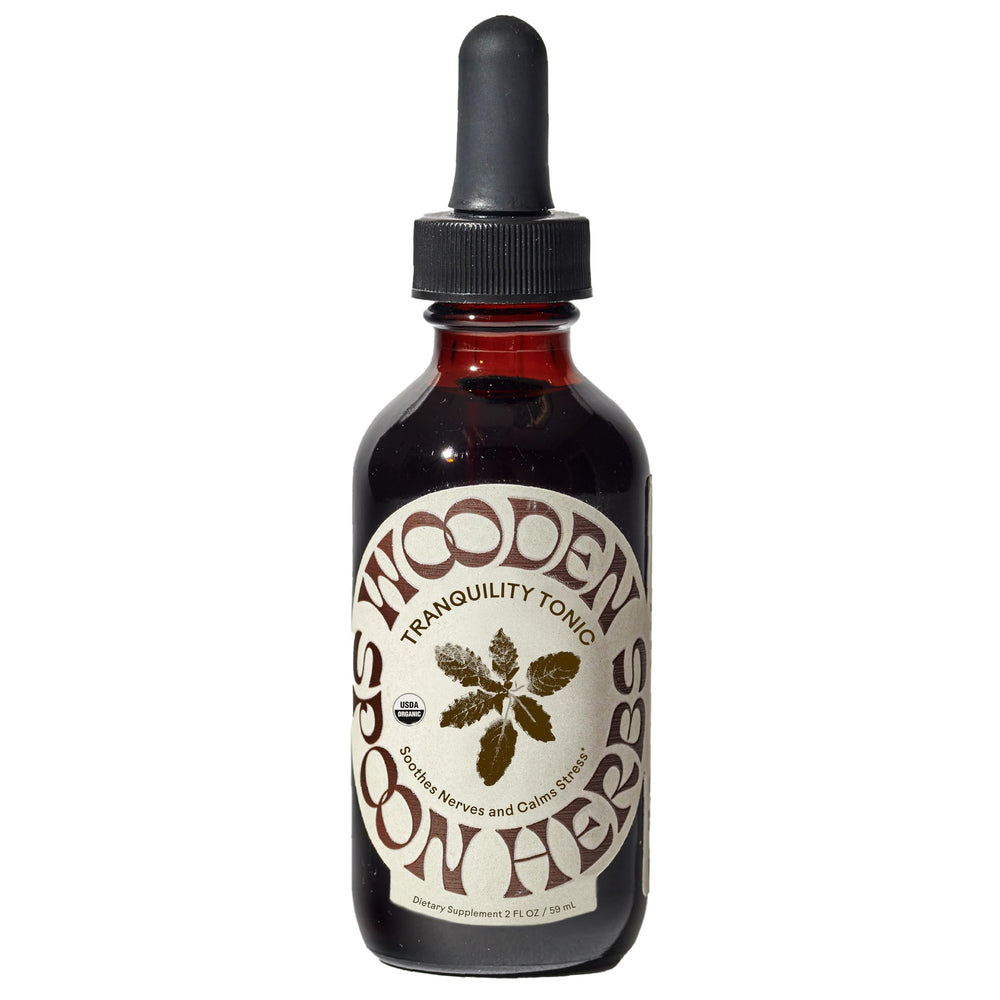 Front view of Wooden Spoon Herbs Tranquility Tonic bottle