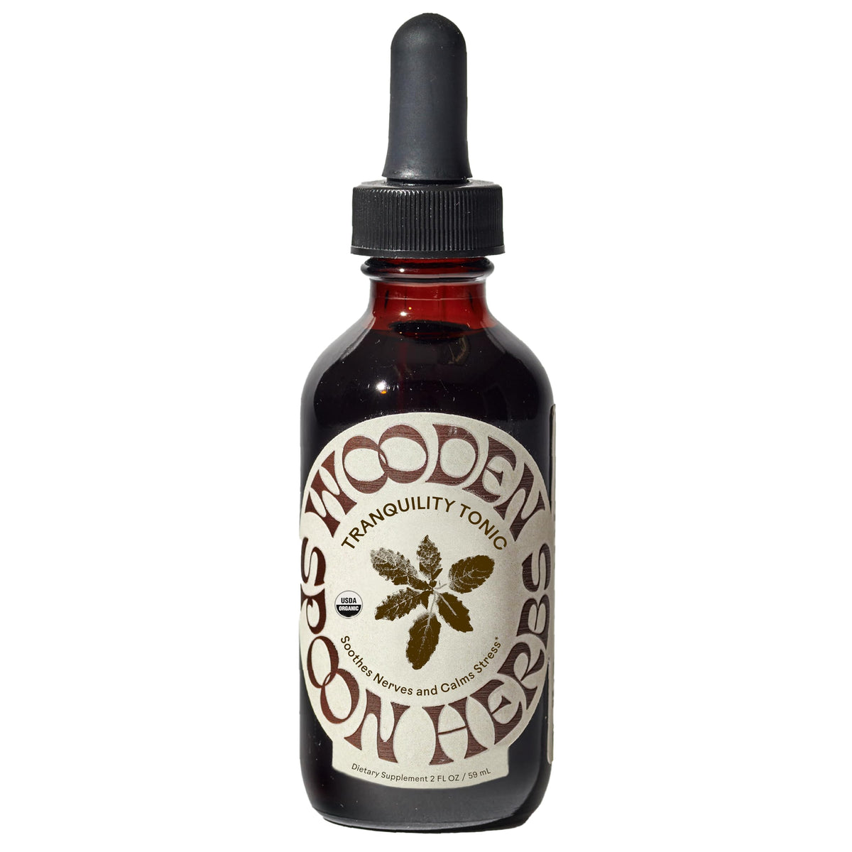 Front view of Wooden Spoon Herbs Tranquility Tonic bottle
