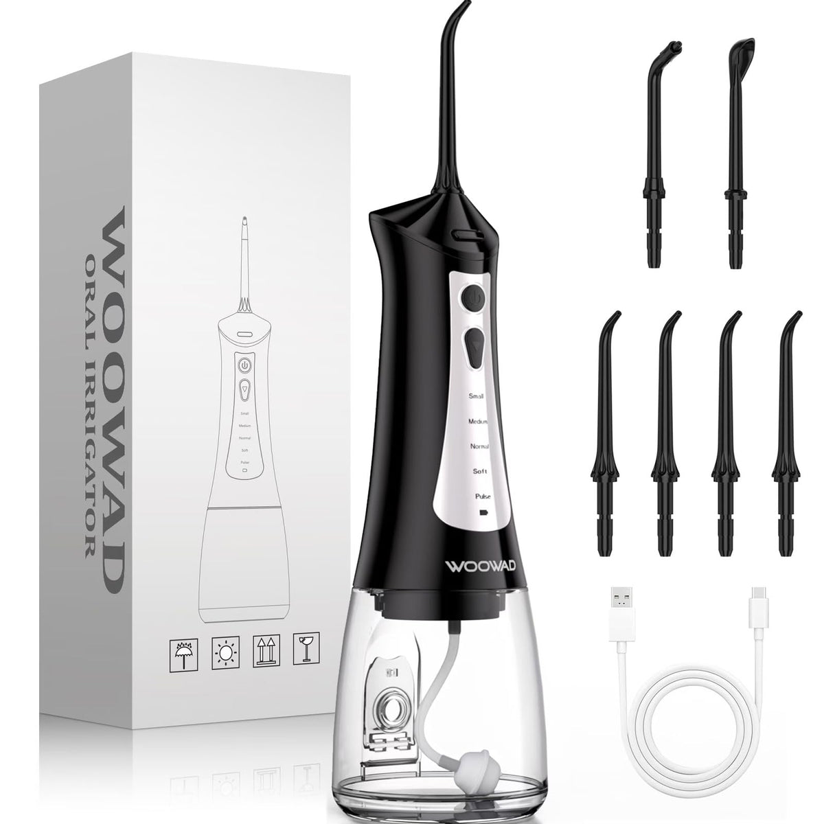 WOOWAD cordless water flosser with 300ml BPA-free tank
