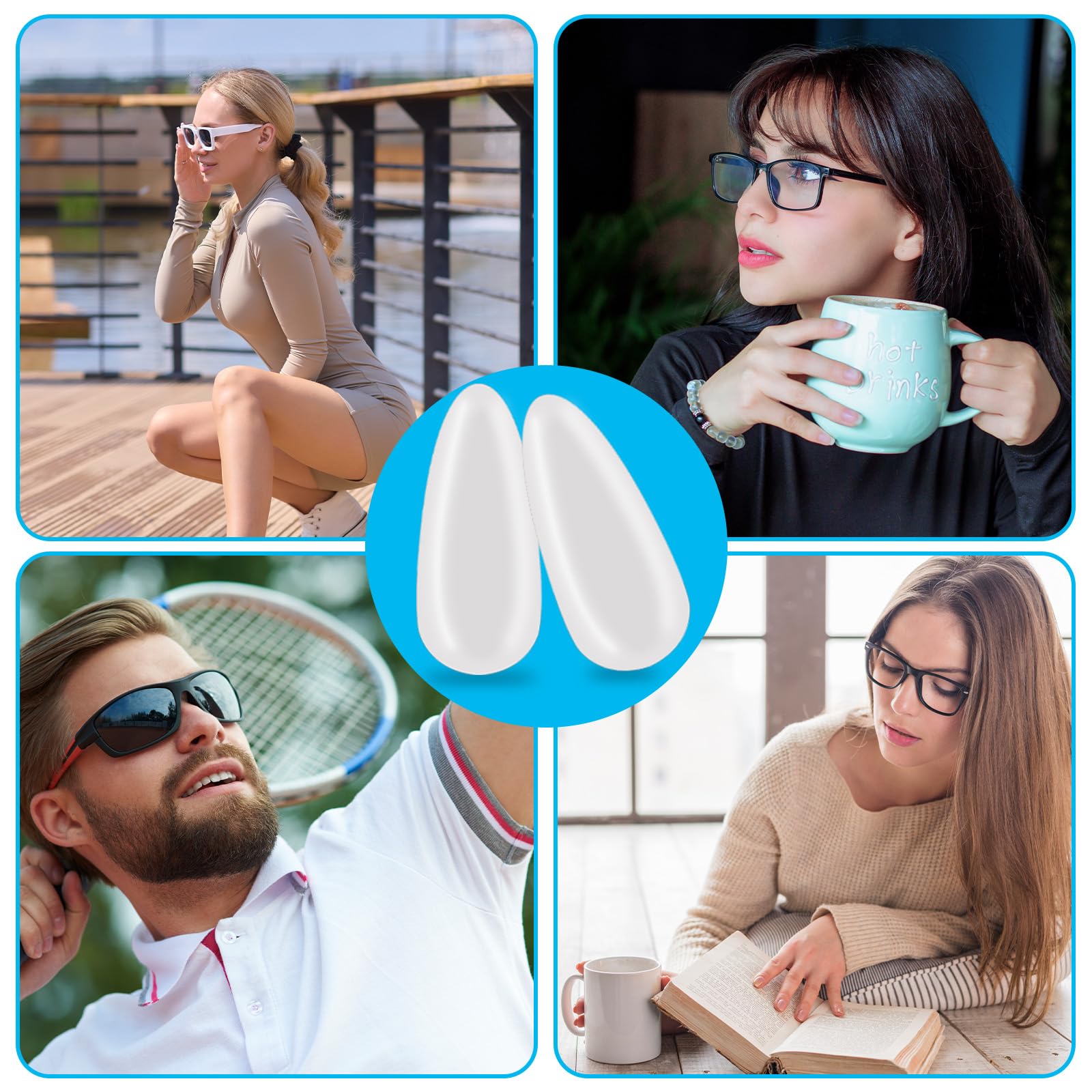 Compatible with eyeglasses, sunglasses, and plastic frames