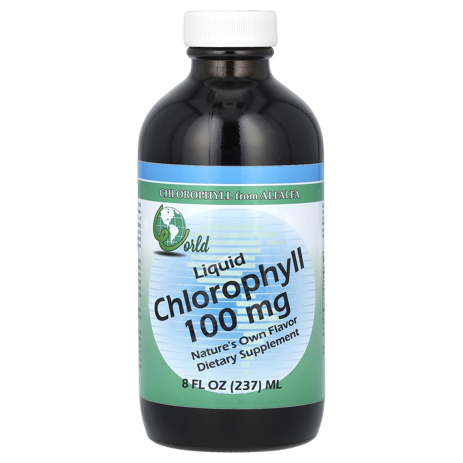 World Organic Chlorophyll Liquid 100mg 8oz bottle - front view