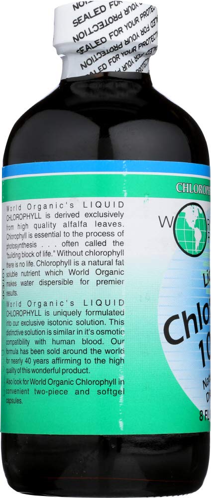 World Organics Chlorophyll Liquid bottle label close-up